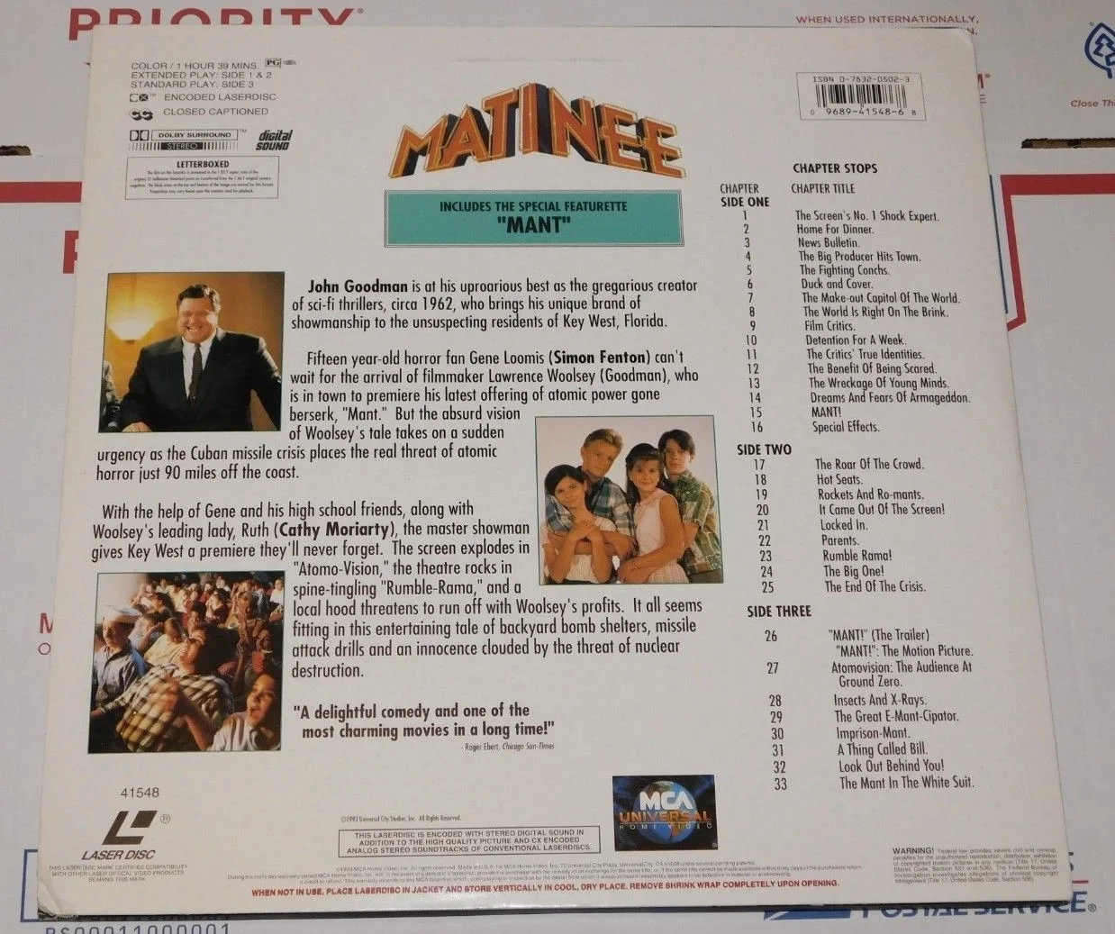 JOE DANTE — Signed Matinee Laserdisc Joe Dante Autographed Includes special feature "Mant", image 3