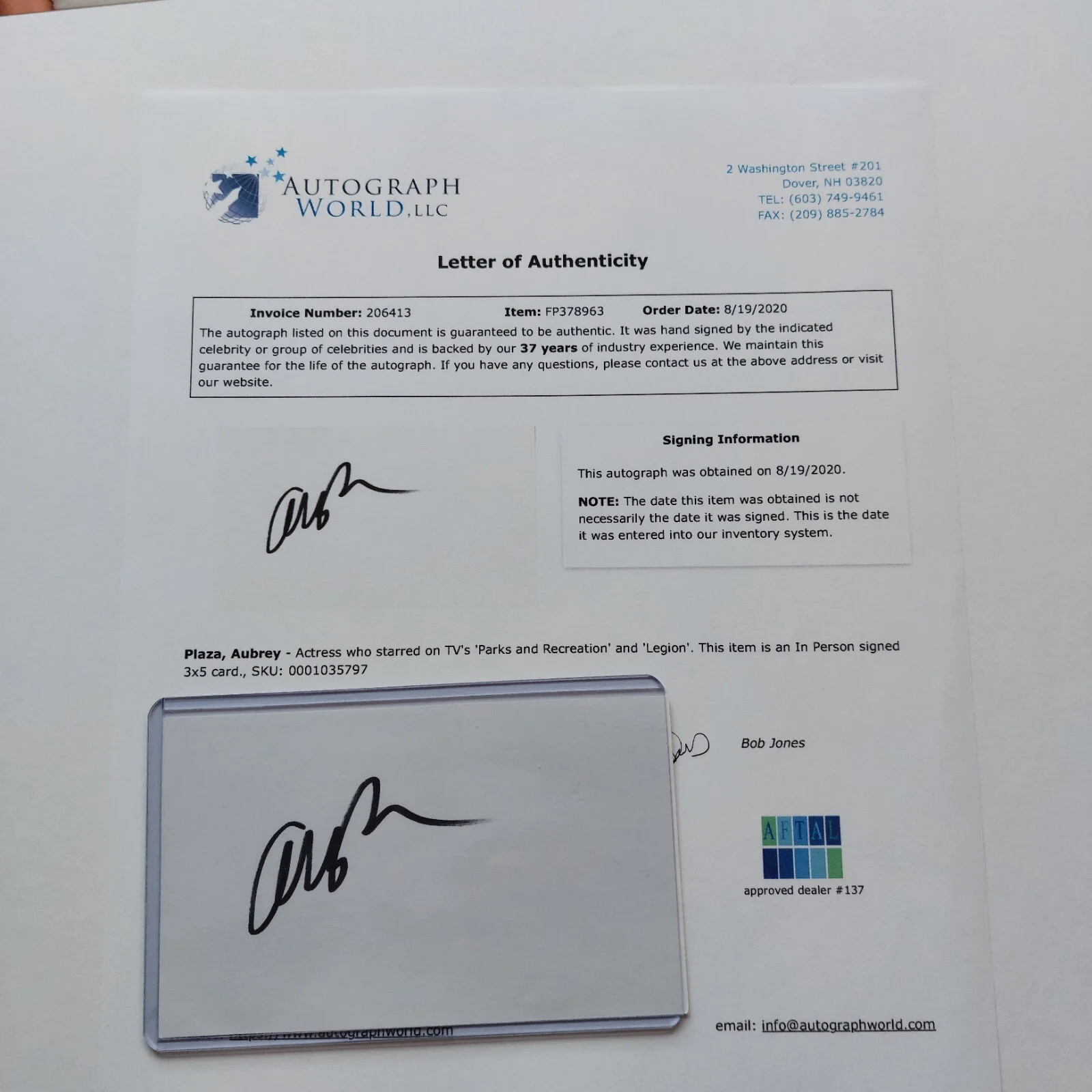 Aubrey Plaza — Aubrey Plaza signed 3x5 Index Card (Parks and Recreation, Scott Pilgrim) Auto, изображение 5