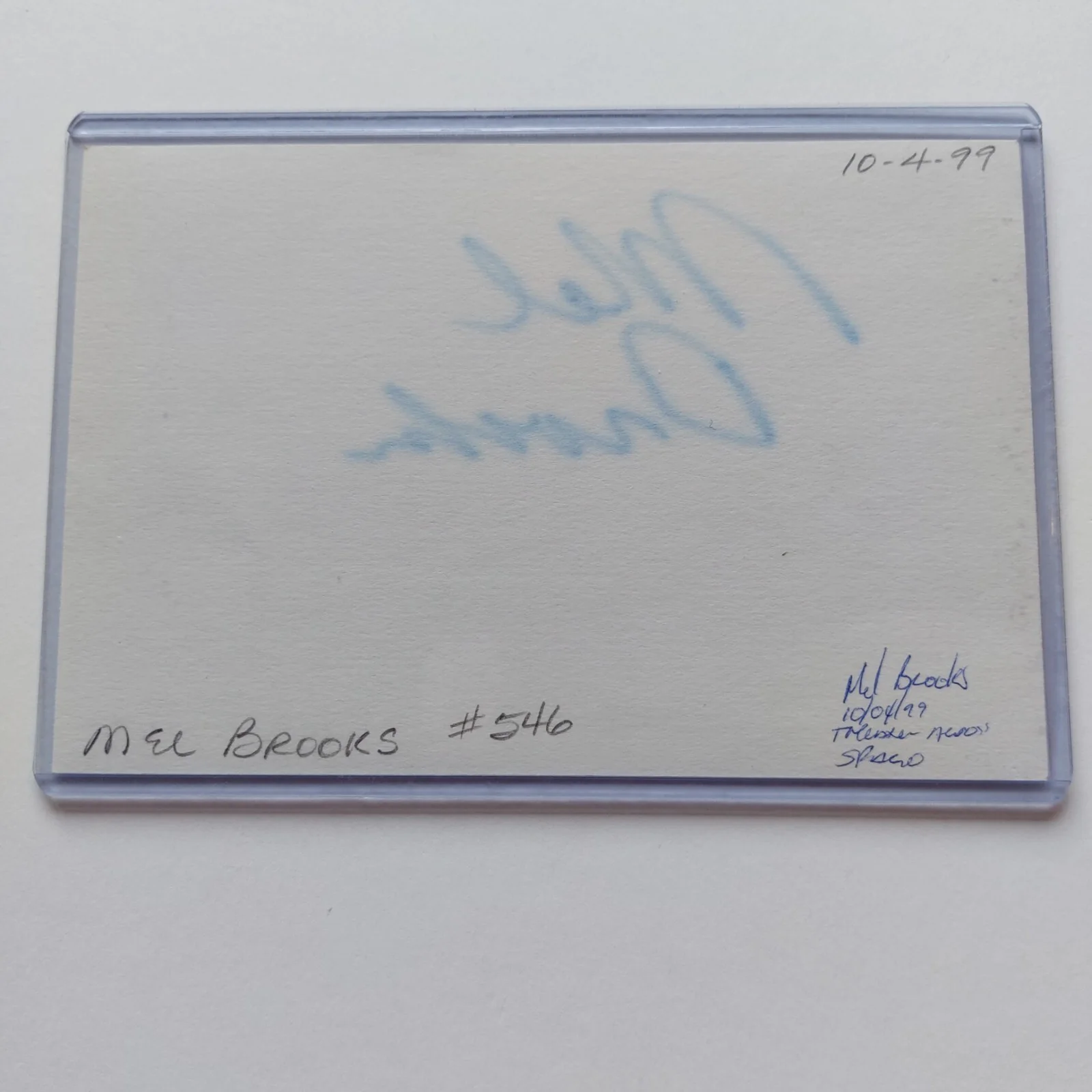Mel Brooks — Mel Brooks Signed 4x6 Index Card Spaceballs Blazing Saddles Young Frankenstein, image 3