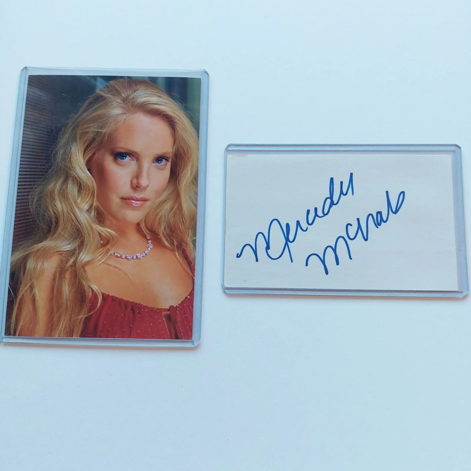 Mercedes Mcnab — Mercedes Mcnab Signed 3x5 Index Card (Buffy the Vampire Slayer, Hatchet, Addams)