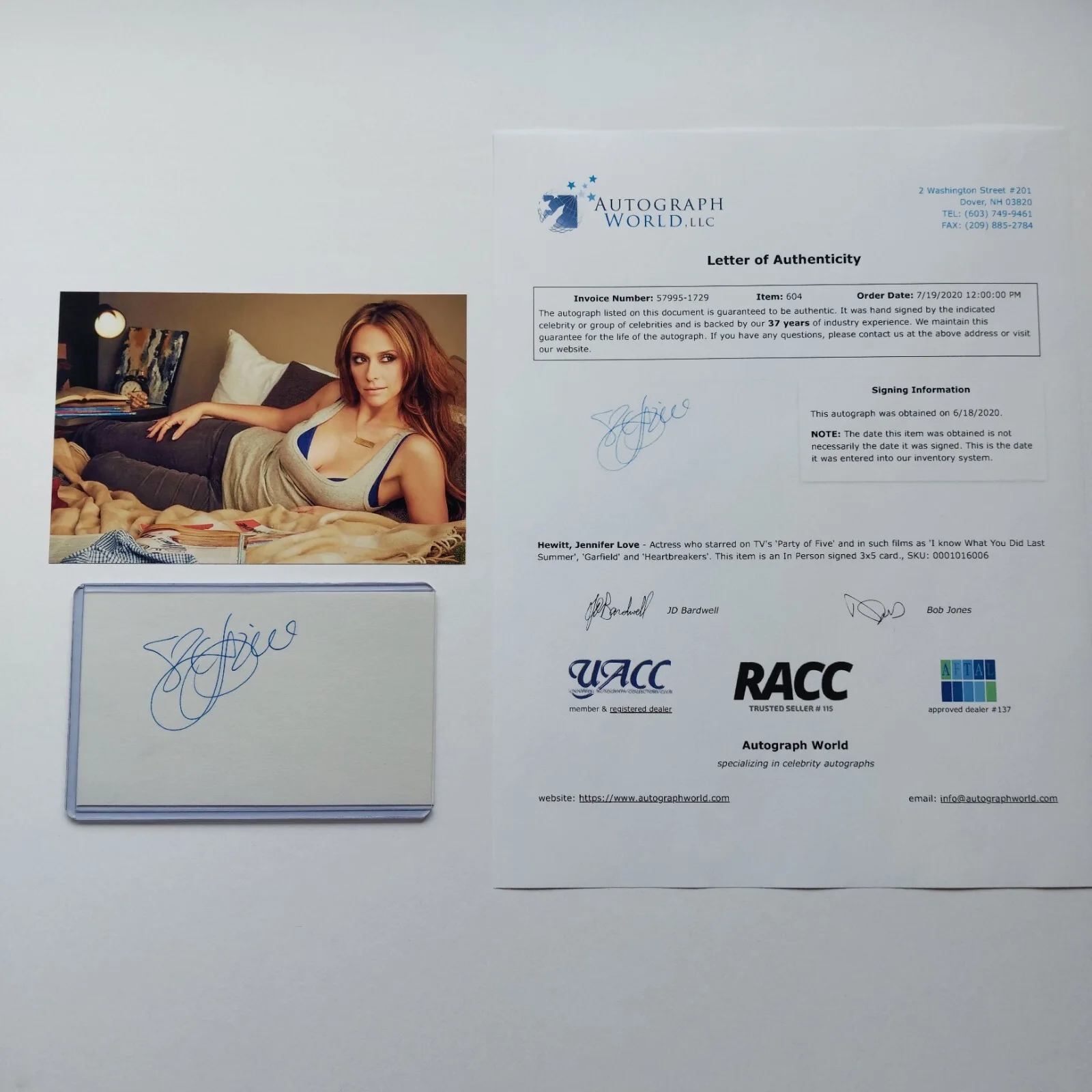 Jennifer Love Hewitt — Jennifer Love Hewitt Signed 3x5 Index Card Ghost Whisperer I Know What You Did, изображение 2
