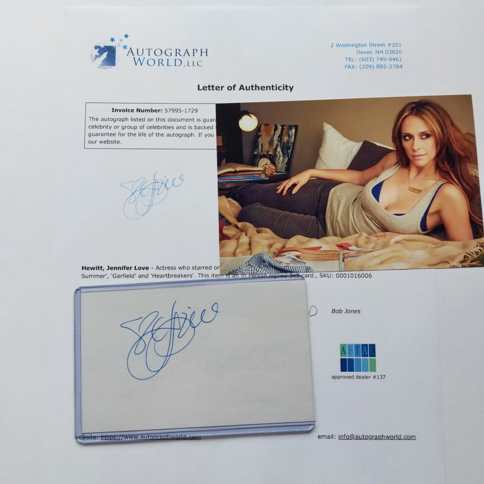 Jennifer Love Hewitt — Jennifer Love Hewitt Signed 3x5 Index Card Ghost Whisperer I Know What You Did, изображение 5