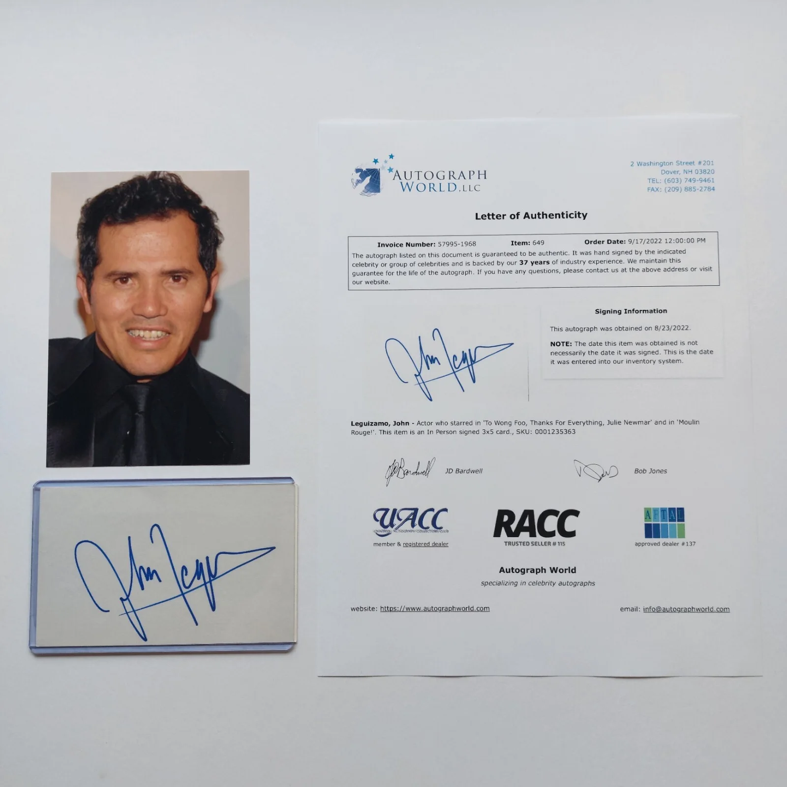 John Leguizamo — John Leguizamo Signed 3x5 Index Card COA (Super Mario, Moulin Rouge, Ice Age), image 2
