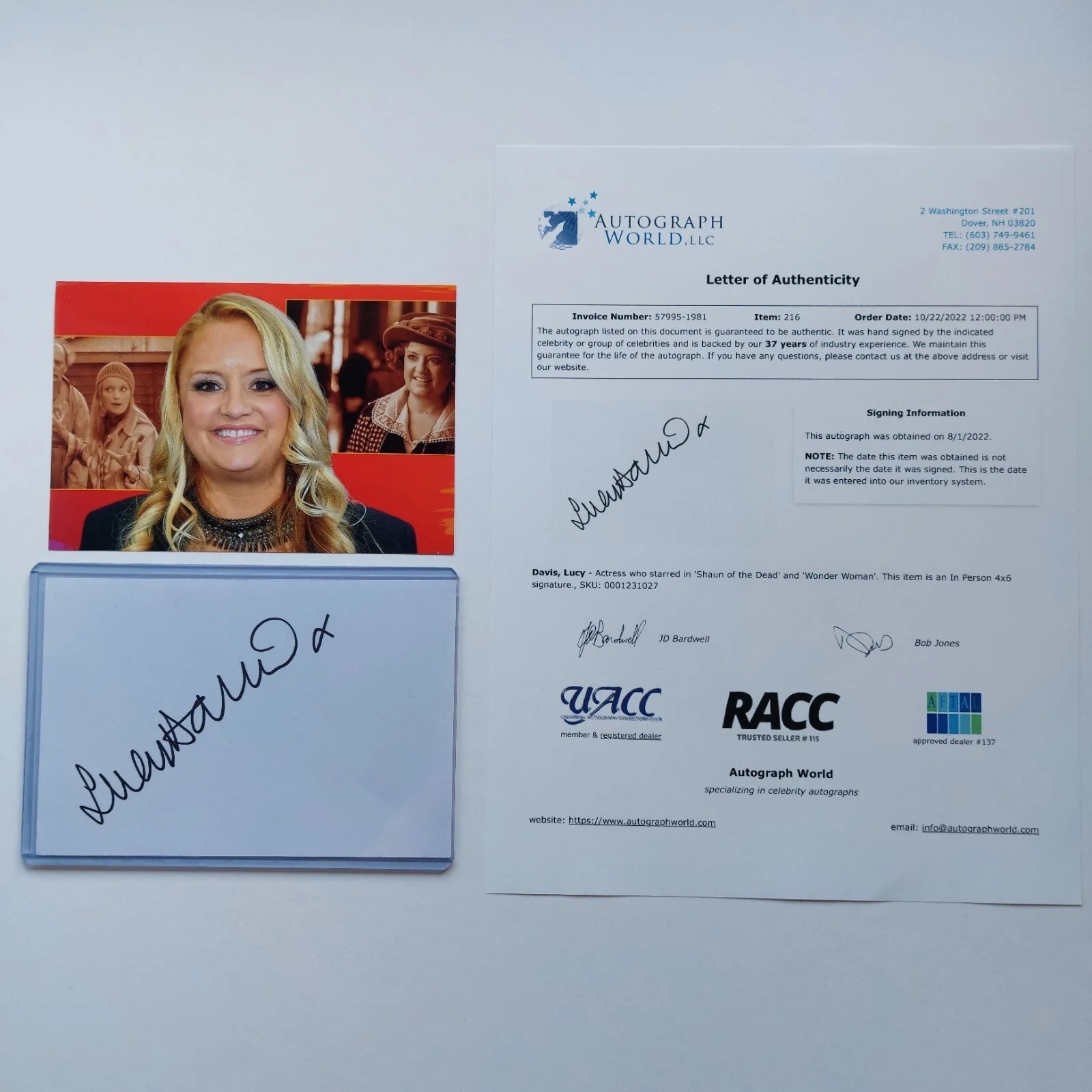 Lucy Davis — Lucy Davis signed 4x6 Index Card COA (The Office, Sabrina, Shaun of the Dead), изображение 2