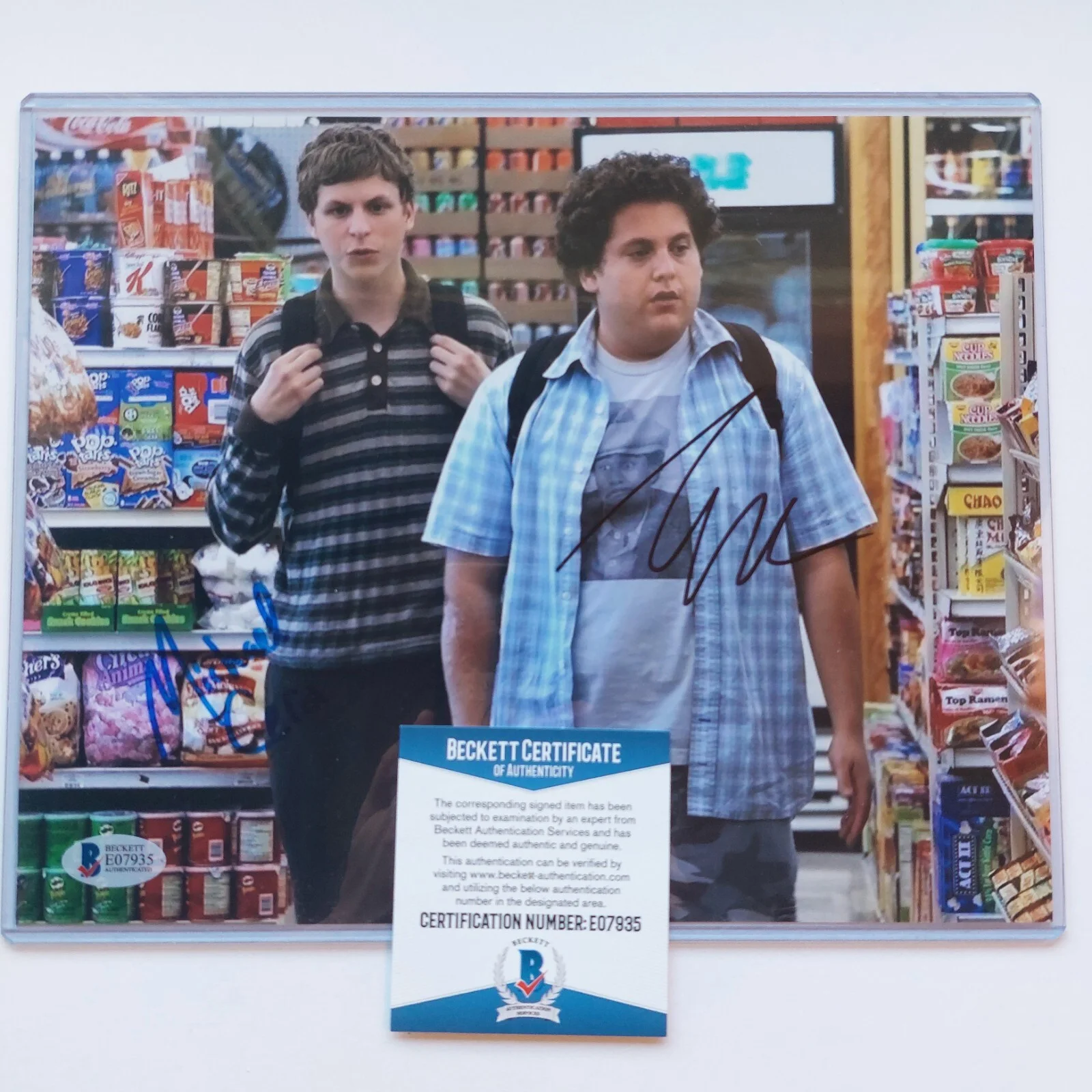 Michael Cera, Jonah Hill — Superbad Cast Signed 8X10 Photo Michael Cera and Jonah Hill Beckett COA, изображение 3