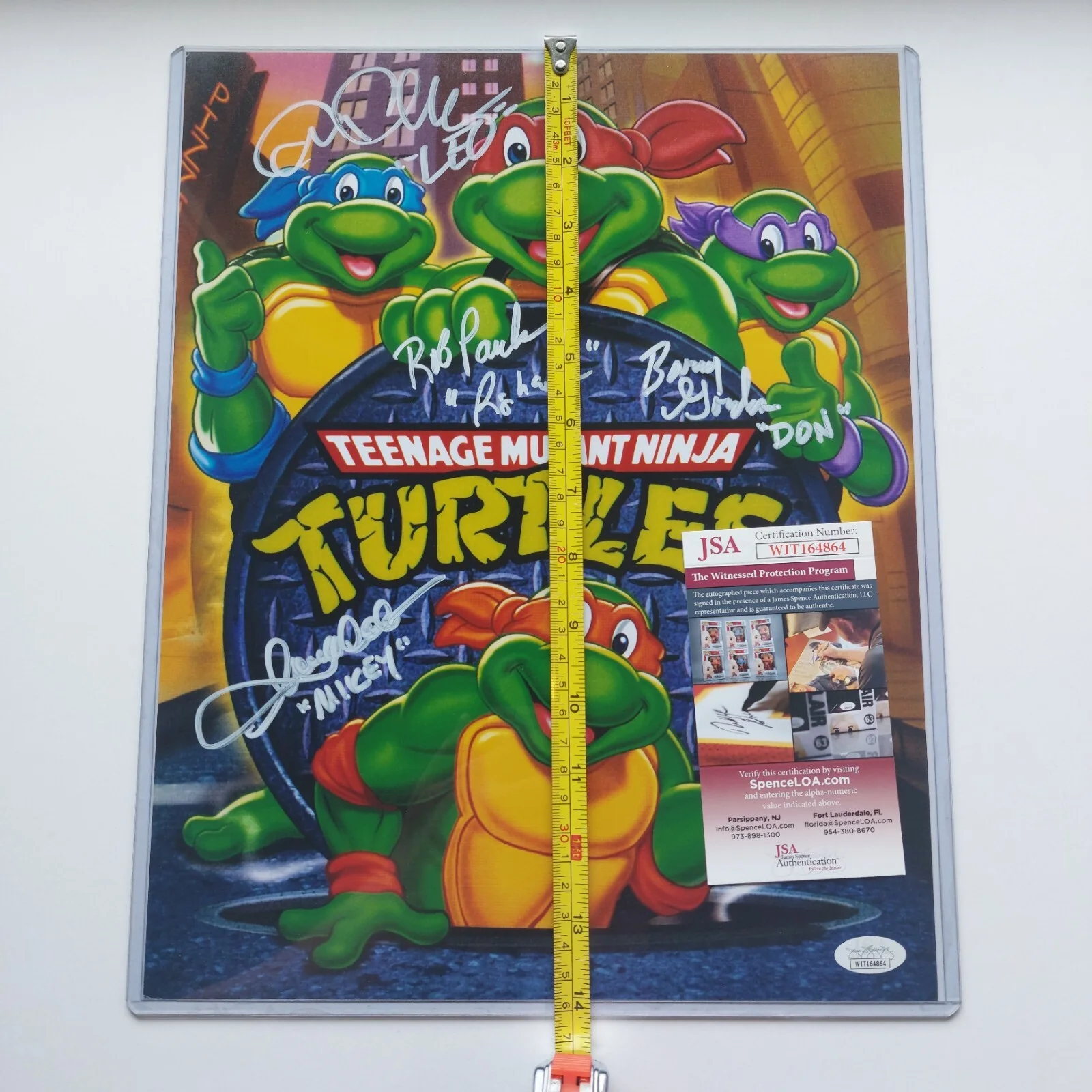 Barry Gordon, Rob Paulsen, Cam Clarke, Townsend — Teenage Mutant Ninja Turtles Cast signed 11x14 Photo TMNT JSA COA signed by 4, изображение 3
