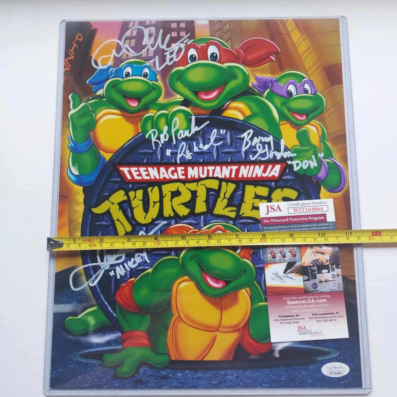 Barry Gordon, Rob Paulsen, Cam Clarke, Townsend — Teenage Mutant Ninja Turtles Cast signed 11x14 Photo TMNT JSA COA signed by 4, изображение 4