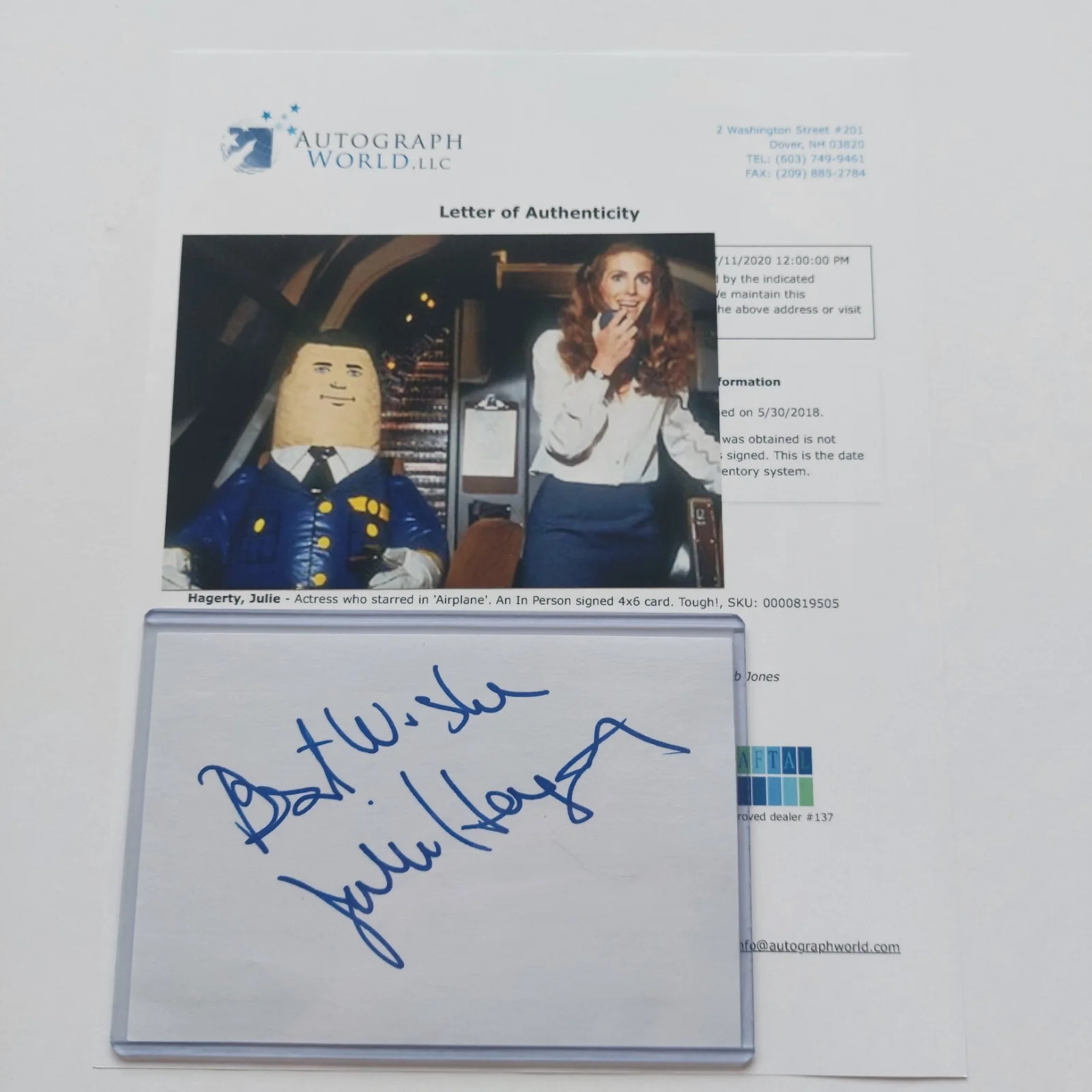 Julie Hagerty — Julie Hagerty signed 4x6 Index card Airplane Lost in America CUT AUTO, image 2