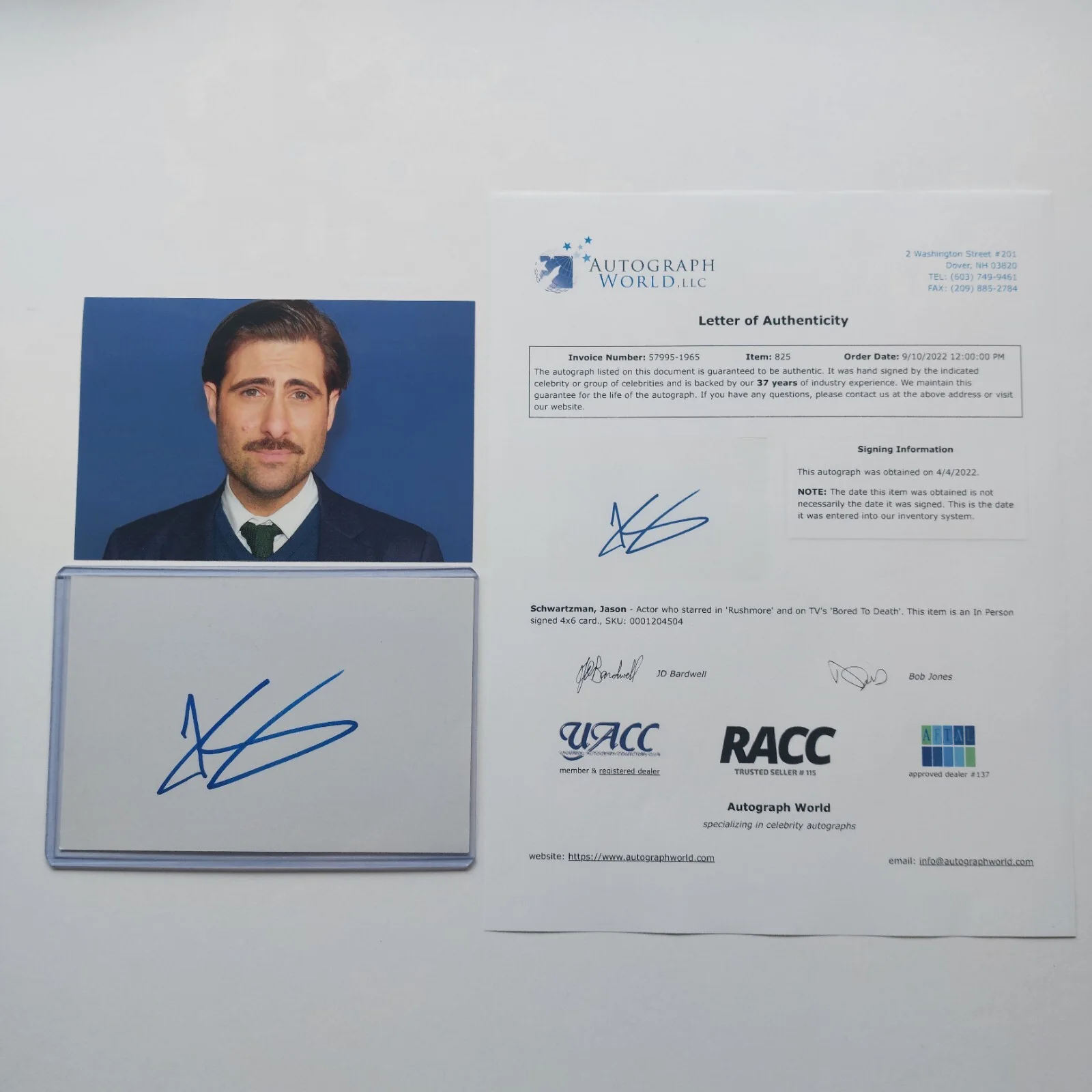 Jason Schwartzman — Jason Schwartzman Signed 4x6 Index Card with COA Rushmore Scott Pilgram Cut, изображение 2