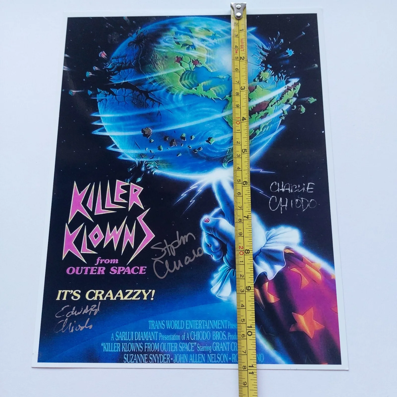 Charlie Chiodo, Edward Chiodo, Stephen Chiodo — Killer Klowns from Outer Space signed 8.5x11 Photo Chiodo Brothers Killer Clowns, image 4
