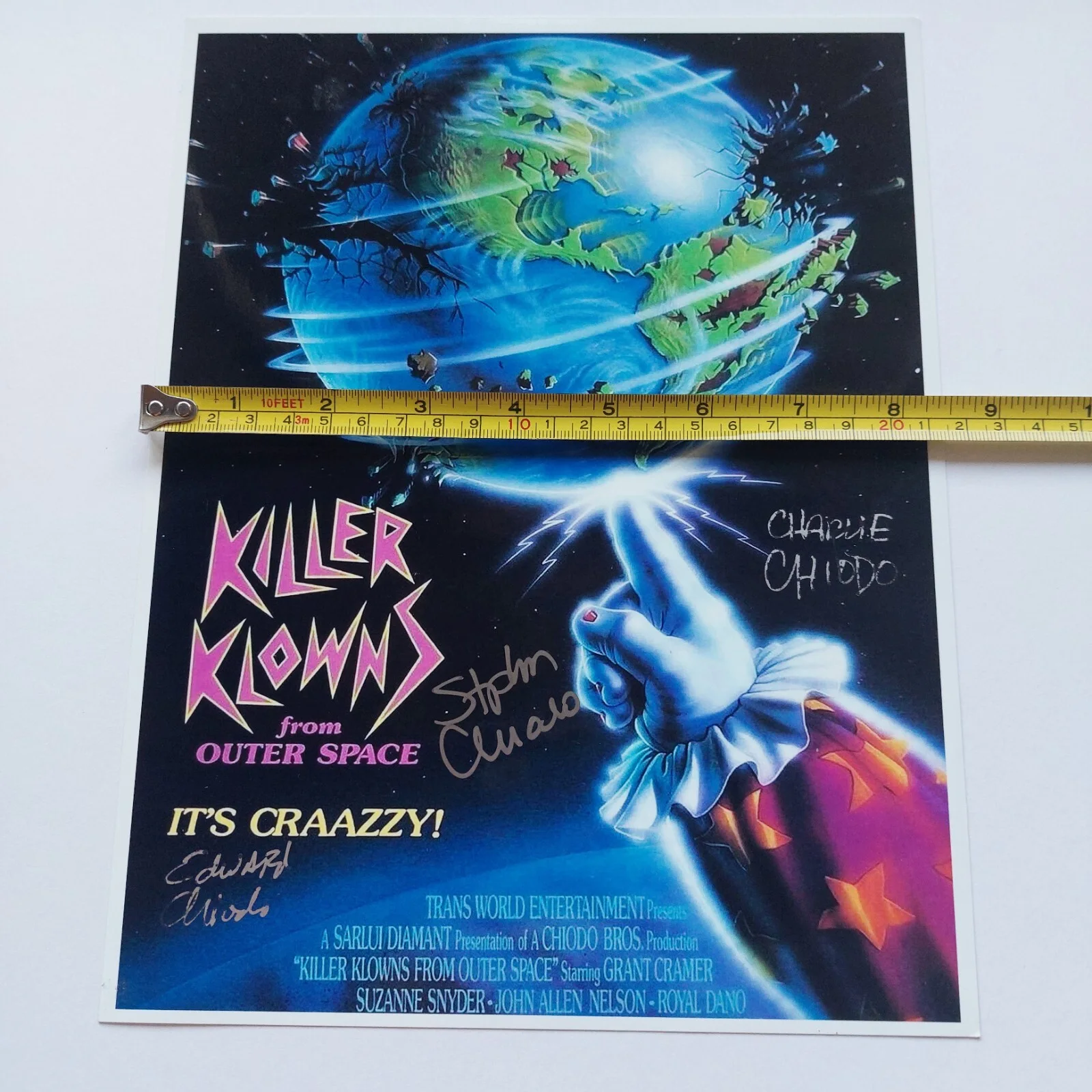Charlie Chiodo, Edward Chiodo, Stephen Chiodo — Killer Klowns from Outer Space signed 8.5x11 Photo Chiodo Brothers Killer Clowns, image 5