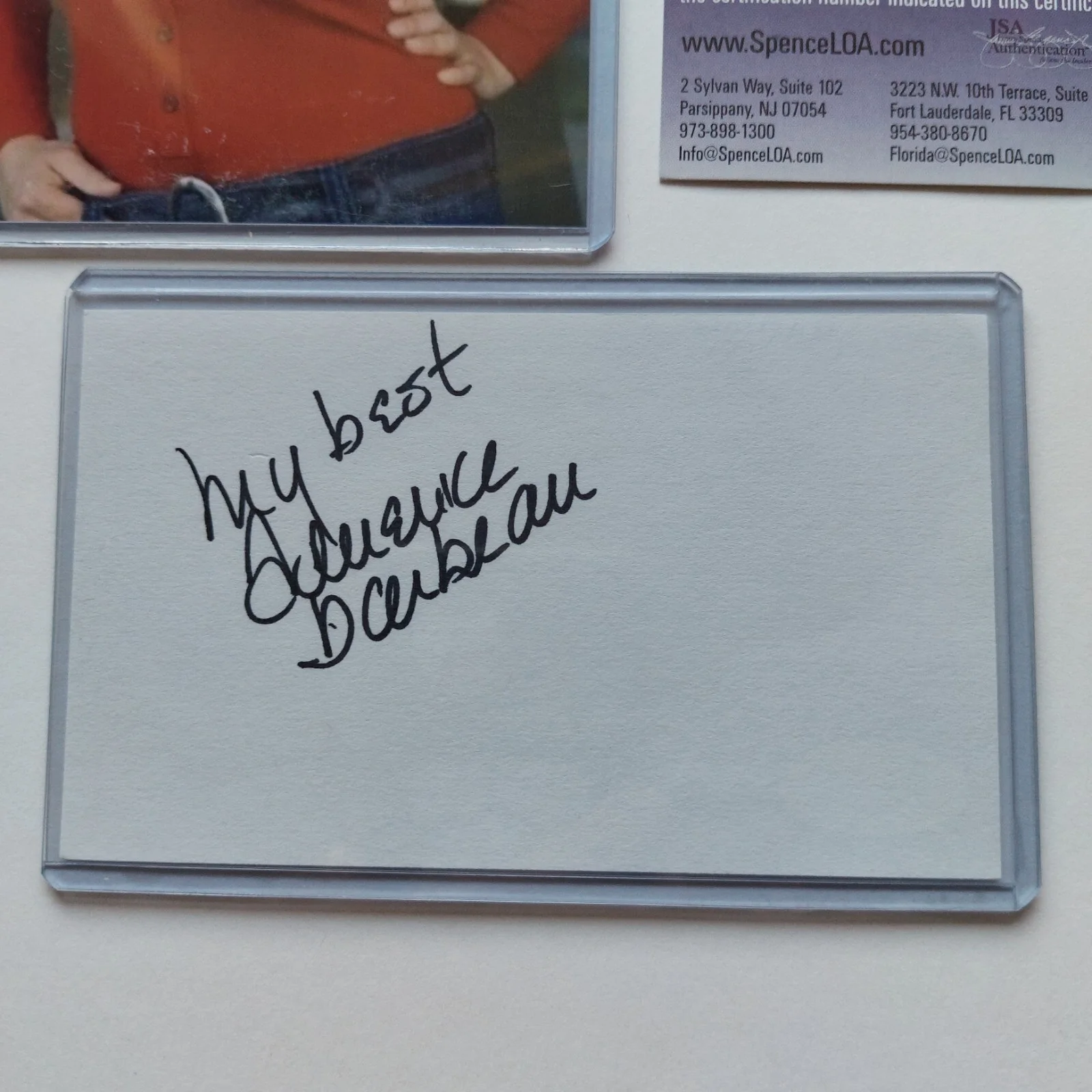 Adrienne Barbeau — Adrienne Barbeau Signed 3x5 Index Card JSA COA Catwoman Voice Autographed, image 3
