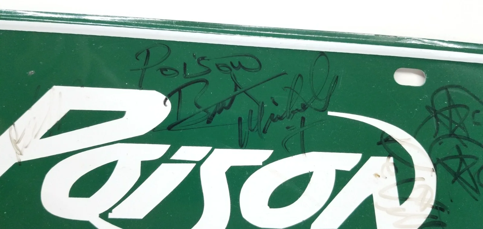 Poison full band hand SIGNED Promo License Plate JSA COA Autograph Bret Michaels, изображение 3