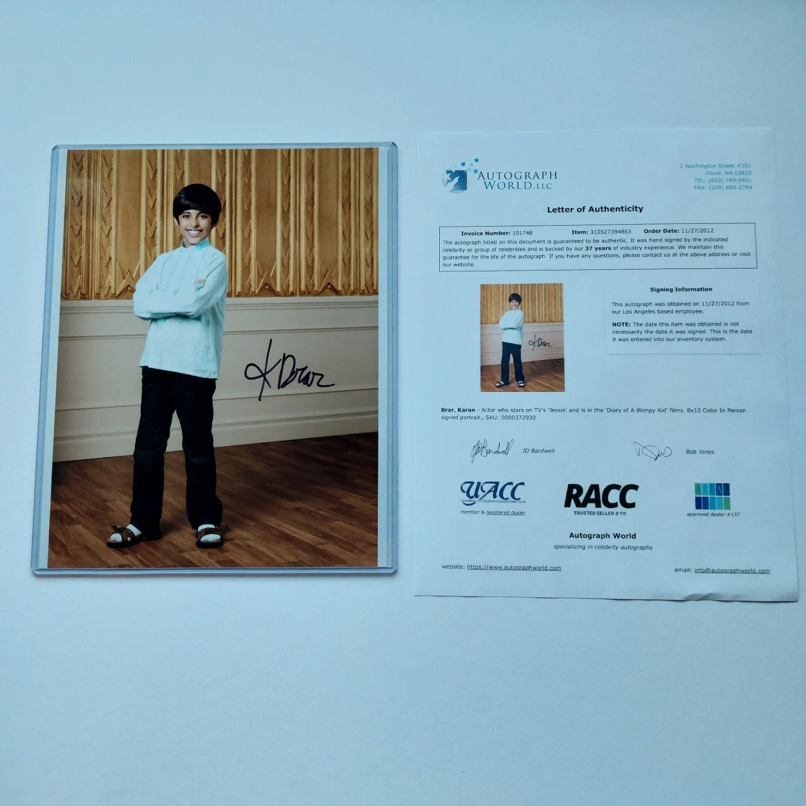 Karan Brar — Diary of a Wimpy Kid Autographed Karan Brar Signed 8x10 Photo Actor Ravi Ross, image 2