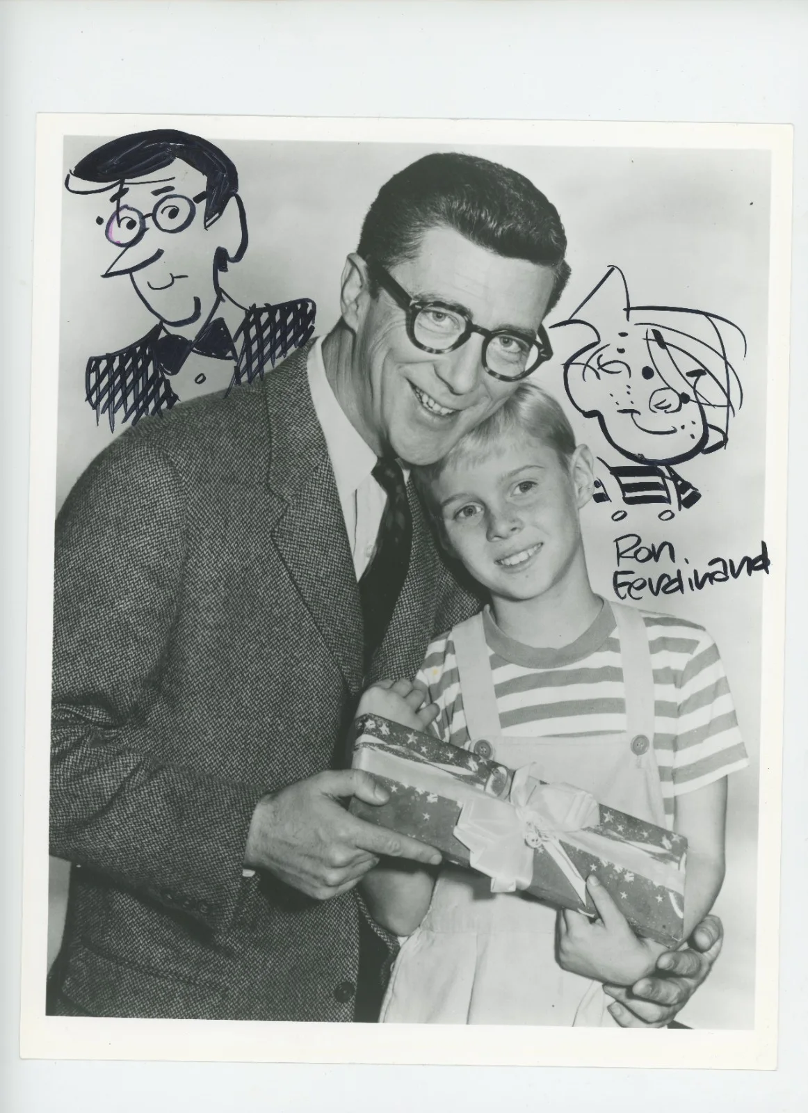 Ron Ferdinand — Signed Ron Ferdinand Original Ink Drawing on Dennis the Menace Photo 8x10