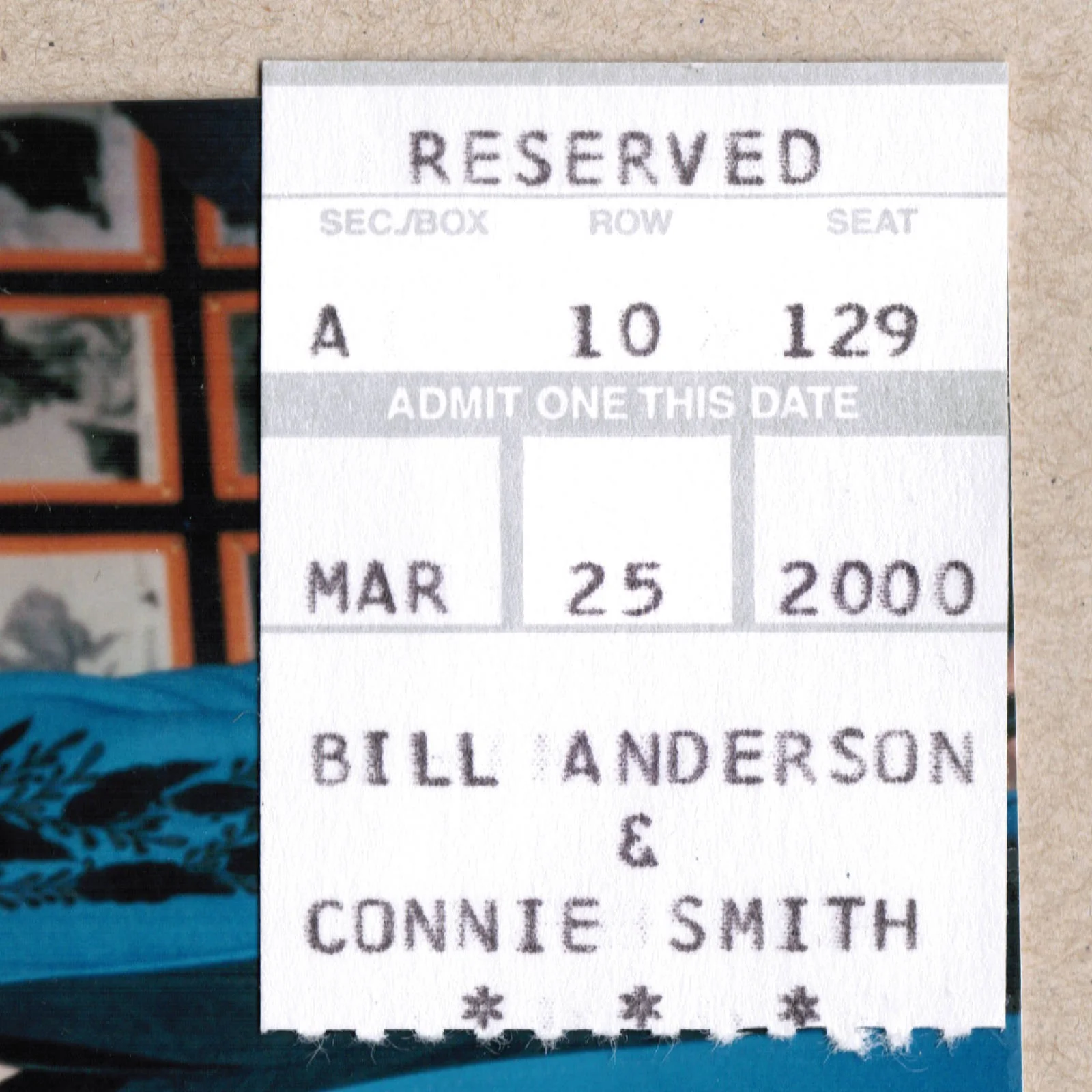 2000 Bill Anderson Signed Autograph w/Fan Taken 3.5 x 3.5 OOAK Photo Ticket Stub, изображение 4