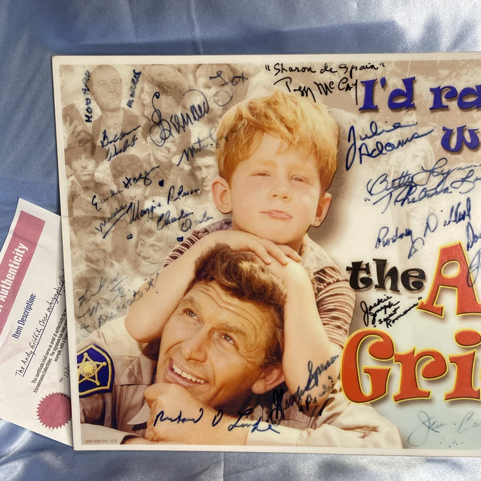 Don Knotts Betty Lynn George Lindsay Earle Hagen Elinor Donahue — ANDY GRIFFITH SHOW SIGNED x25 in 1990s MAYBERRY DAYS Don Knotts Betty Lynn COA, image 2