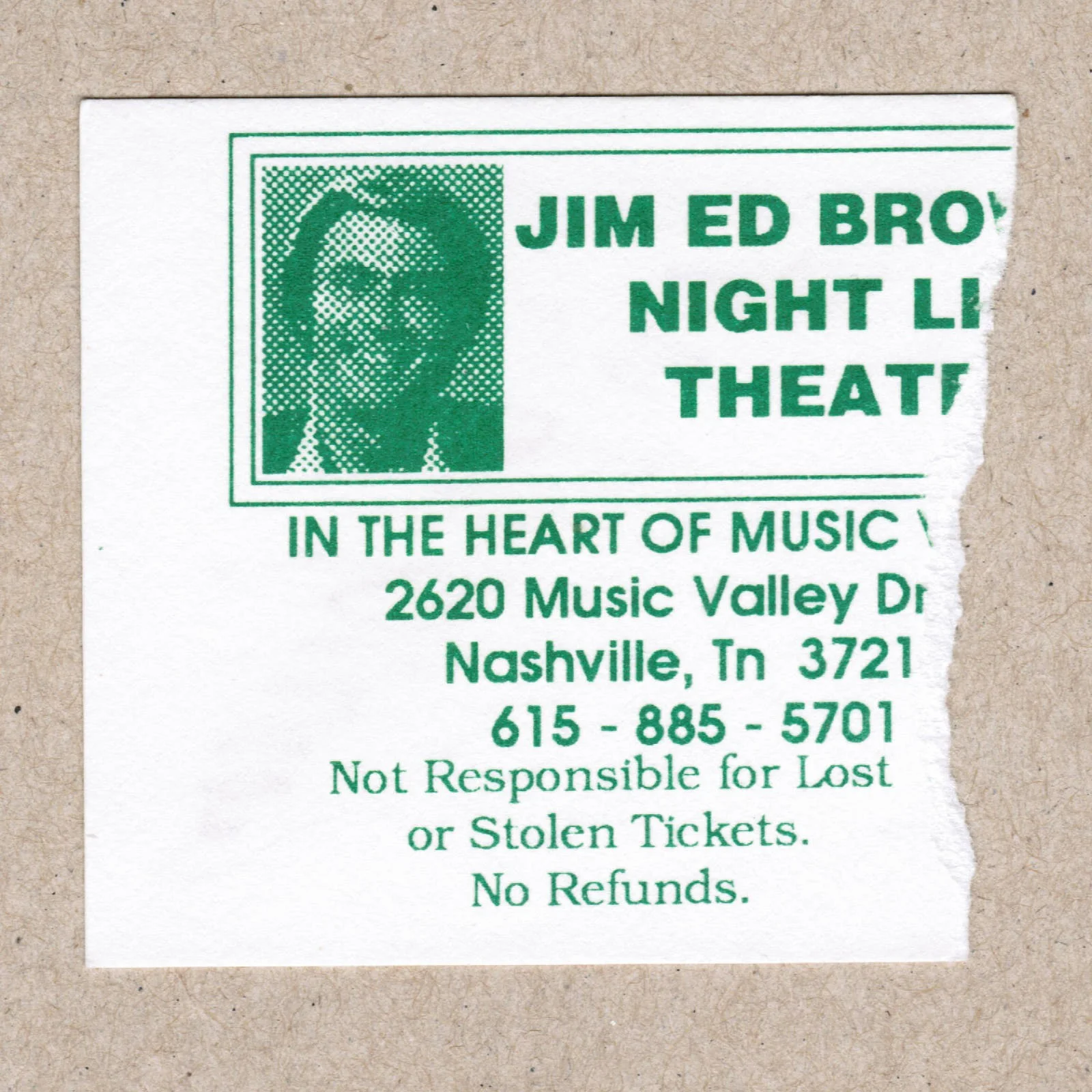 Jim Ed Brown Signed Autograph w/ Fan Taken 3.5 x 3.5 OOAK Photo Ticket Stub VTG, изображение 5