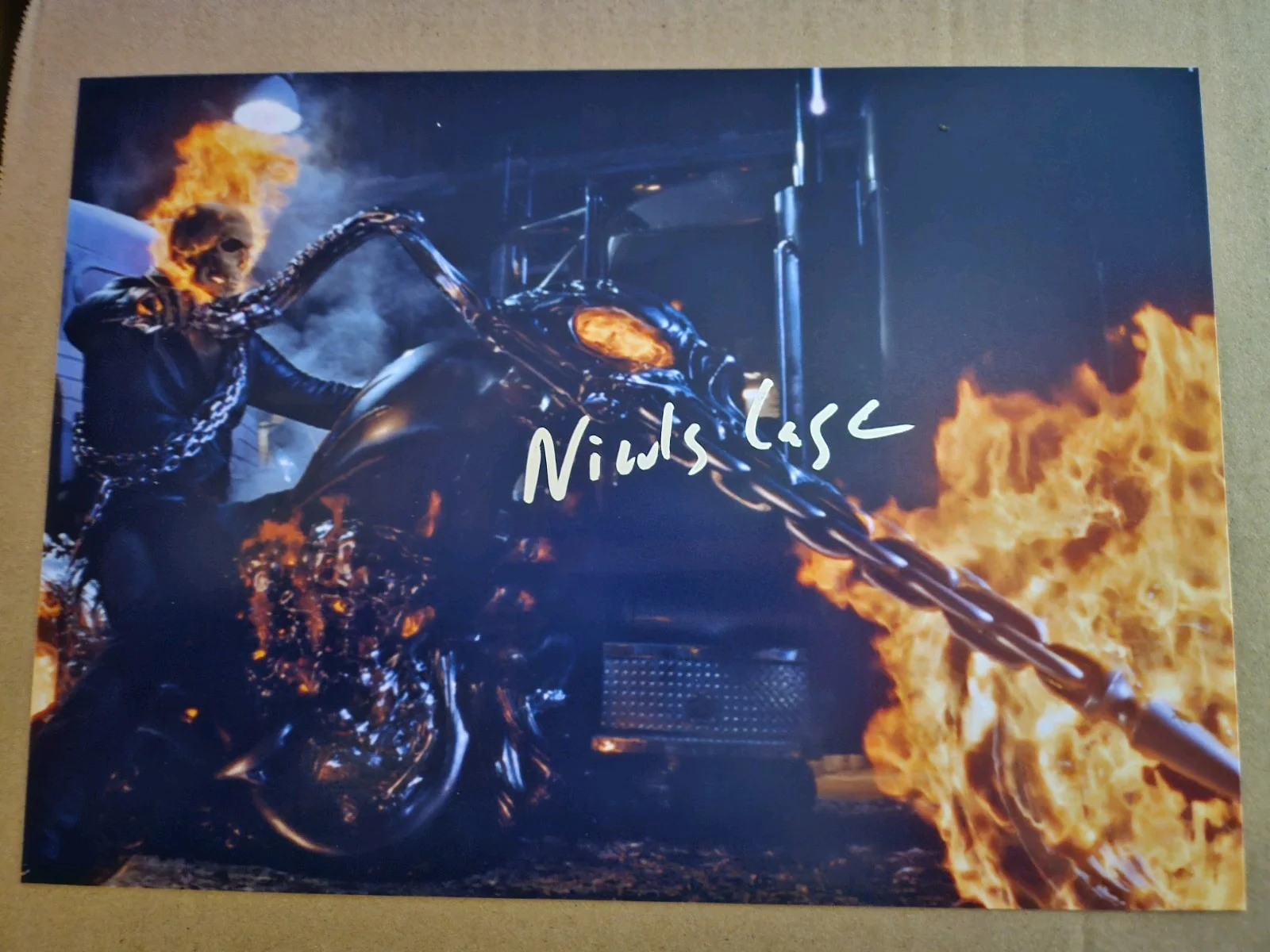 NICOLAS CAGE ORIGINAL AUTOGRAPH 'GHOST RIDER' PHOTO 12X8" W/COA 🏍 🔥, изображение 5