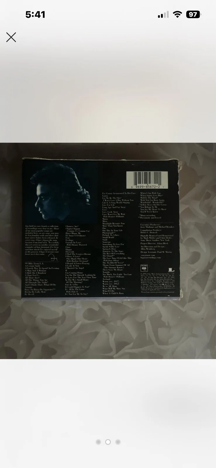Johnny Mathis Signed Original CD & Booklet Autographed Music Collection, image 2