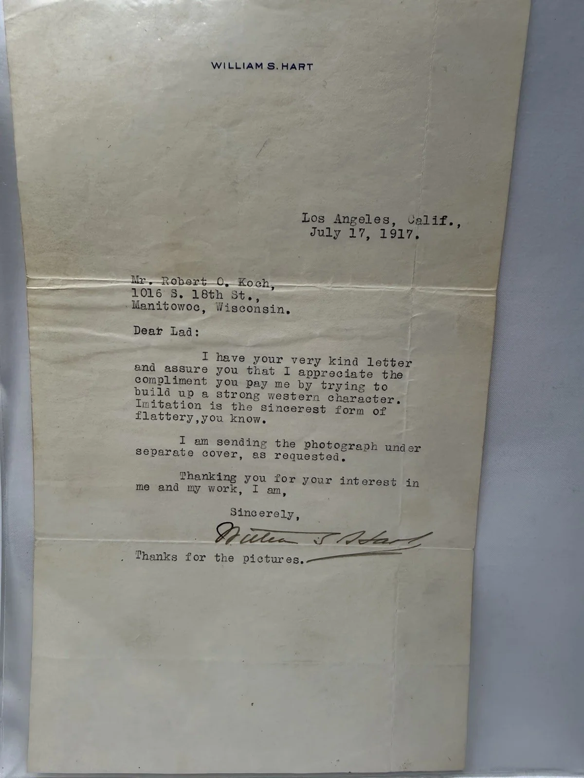 William S Hart — WILLIAM S HART SIGNED DOCUMENTS LOT WYATT EARP JOHN H FLOOD WALTER NOBLE BARNES, изображение 2