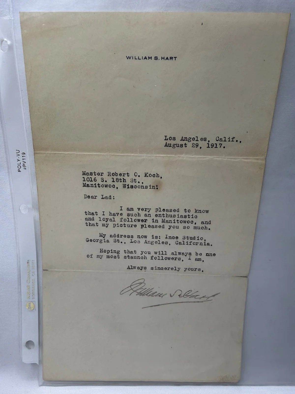 William S Hart — WILLIAM S HART SIGNED DOCUMENTS LOT WYATT EARP JOHN H FLOOD WALTER NOBLE BARNES, изображение 3