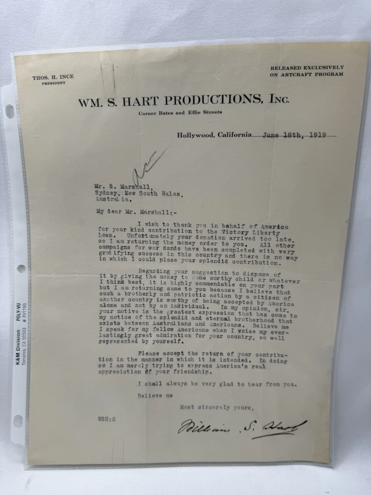 William S Hart — WILLIAM S HART SIGNED DOCUMENTS LOT WYATT EARP JOHN H FLOOD WALTER NOBLE BARNES, изображение 5