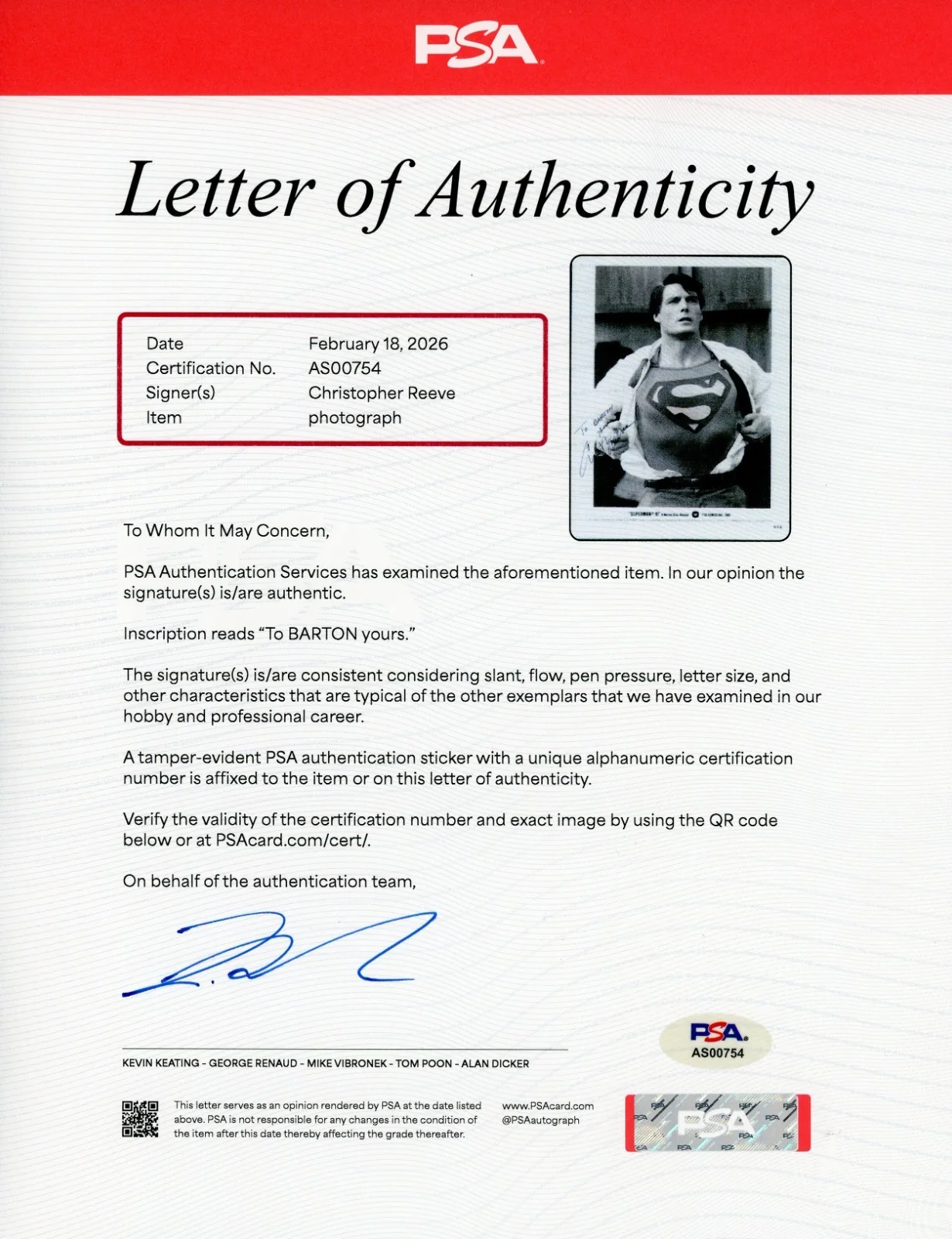 Christopher Reeve — Christopher Reeve ~ Signed Autographed Superman III Photo ~ PSA DNA, image 3