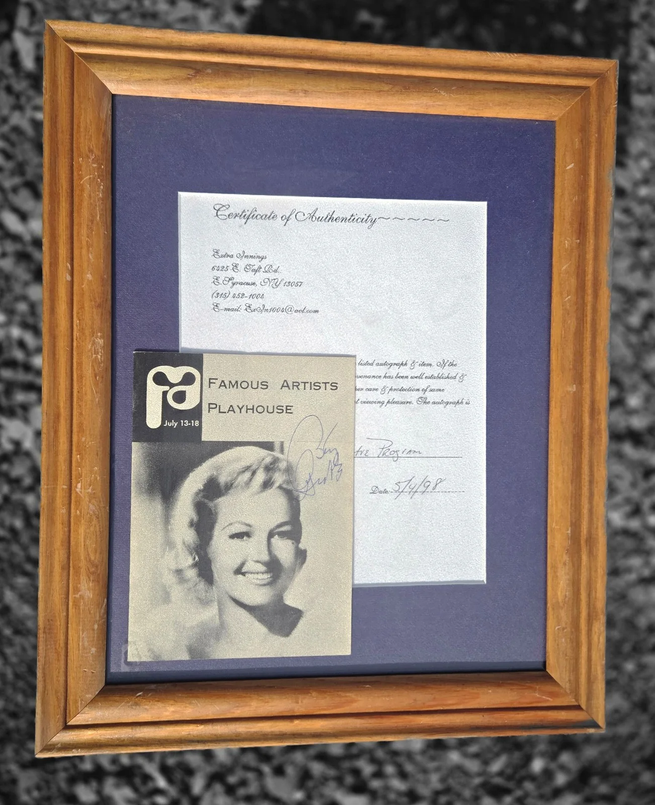 Betty Grable — BETTY GRABLE 1968 Autographed Playbill - with COA - "Born Yesterday"
