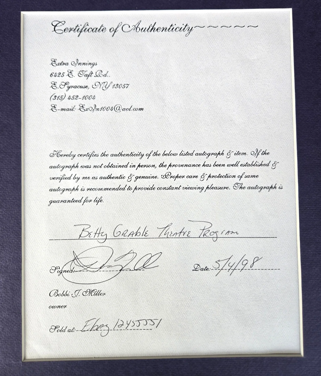 Betty Grable — BETTY GRABLE 1968 Autographed Playbill - with COA - "Born Yesterday", изображение 2