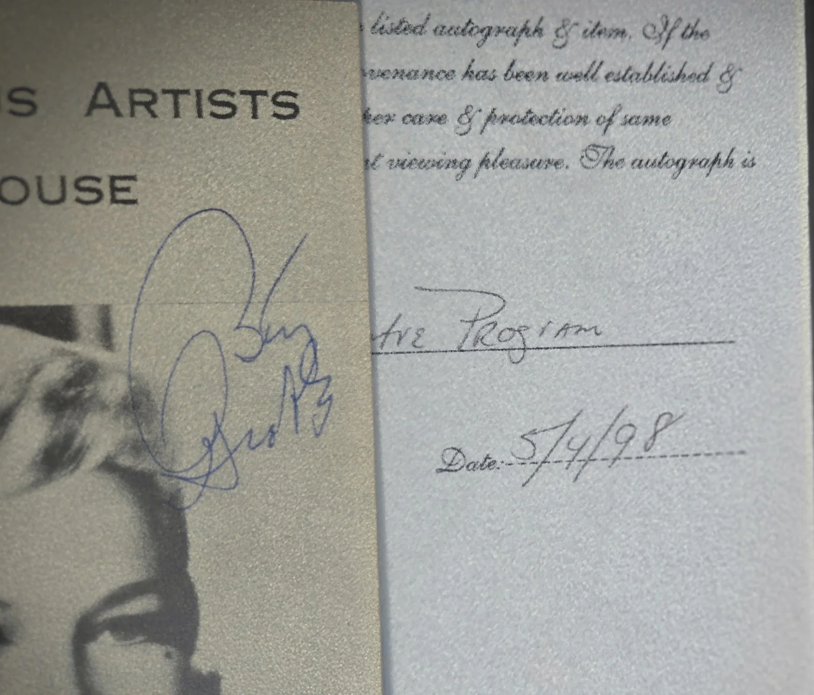 Betty Grable — BETTY GRABLE 1968 Autographed Playbill - with COA - "Born Yesterday", изображение 4