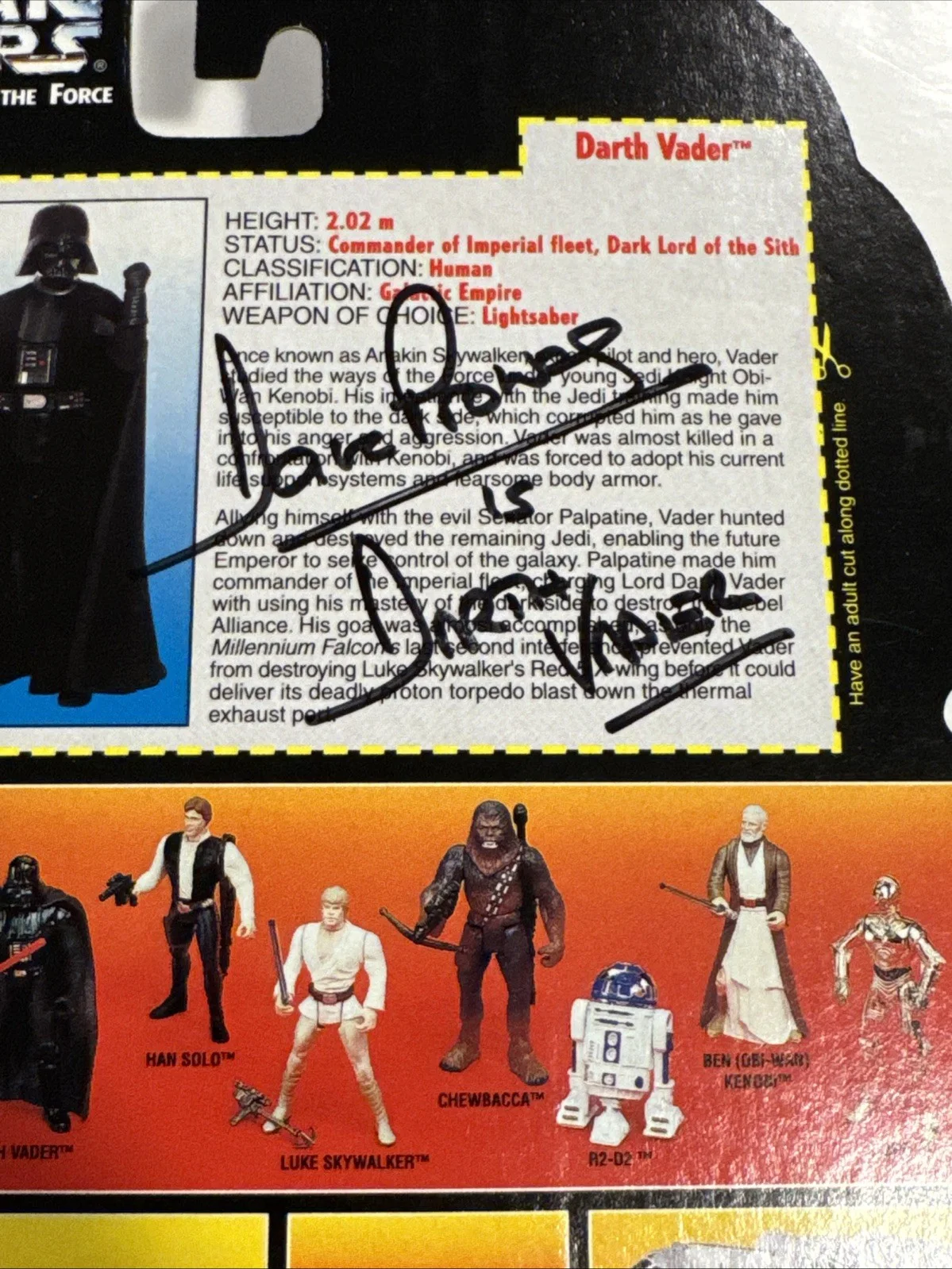 Dave Prowse — Dave Prowse Signed Autographed action figure 1995 Star Wars Darth Vader JSA COA, image 2