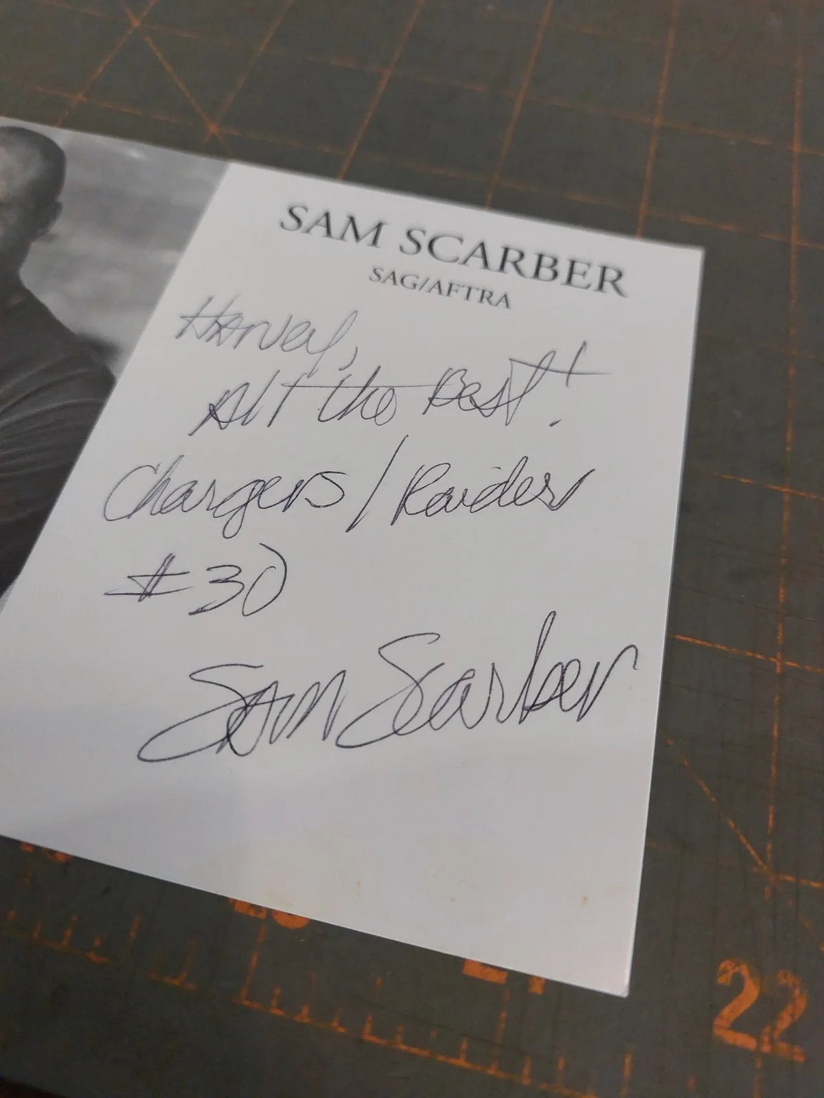 Sam Scarber — Sam Scarber signed auto photo Over The Top Cheers ER NFL, изображение 2