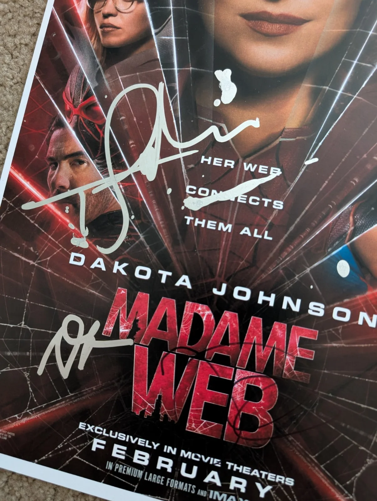 Dakota Johnson, Adam Scott +1 Signed 11x17 Photo PROOF Madame Web Fifty Shades, изображение 2