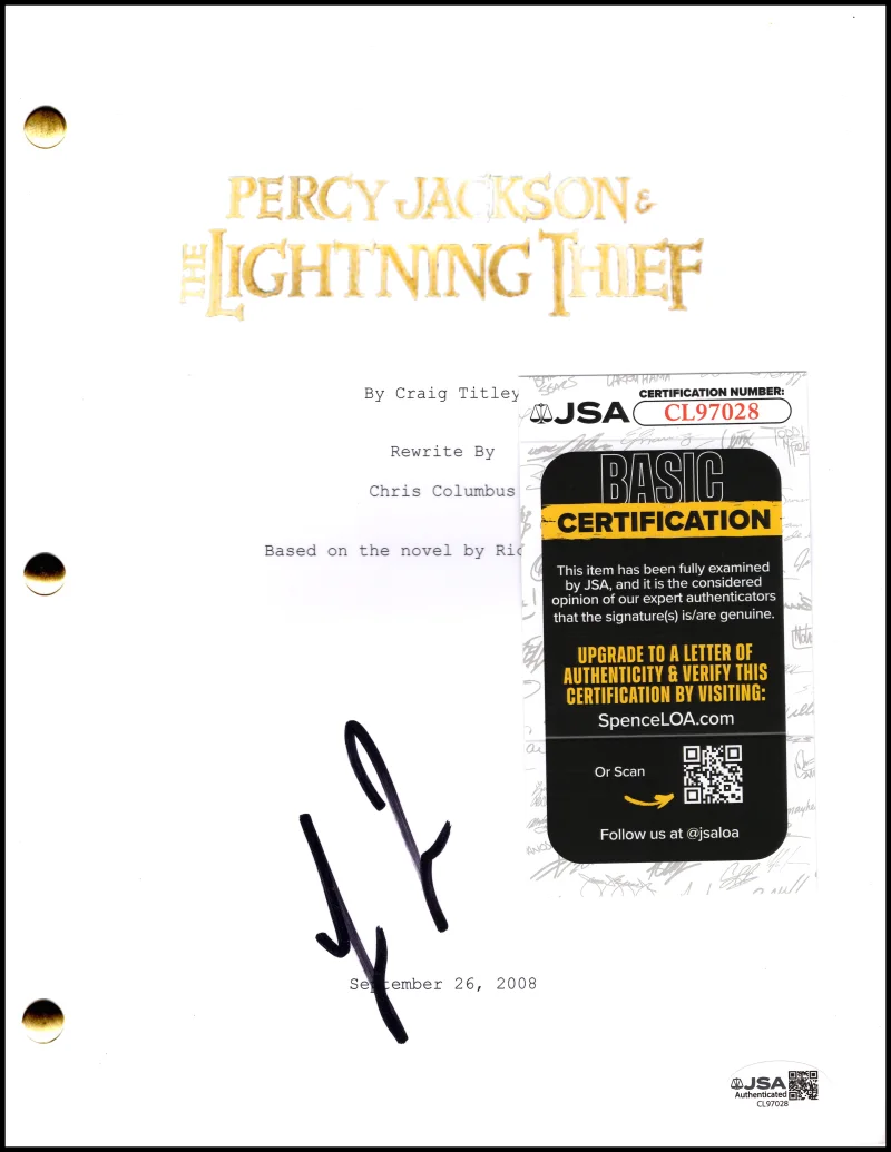Logan Lerman — Logan Lerman Signed Autograph Percy Jackson and the Lightning Thief Script JSA, изображение 2