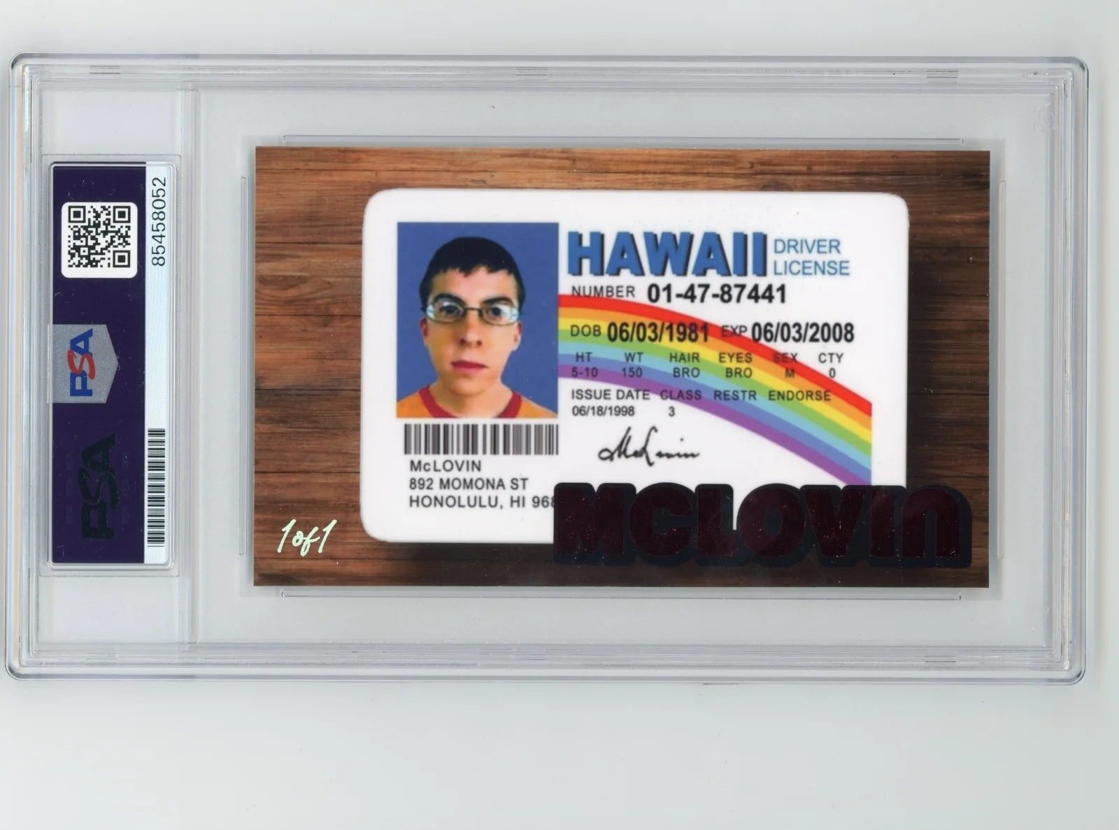 Christopher Mintz-Plasse — Christopher Mintz-Plasse Signed Cut Custom Superbad 3x5 Card PSA DNA AUTO, image 2