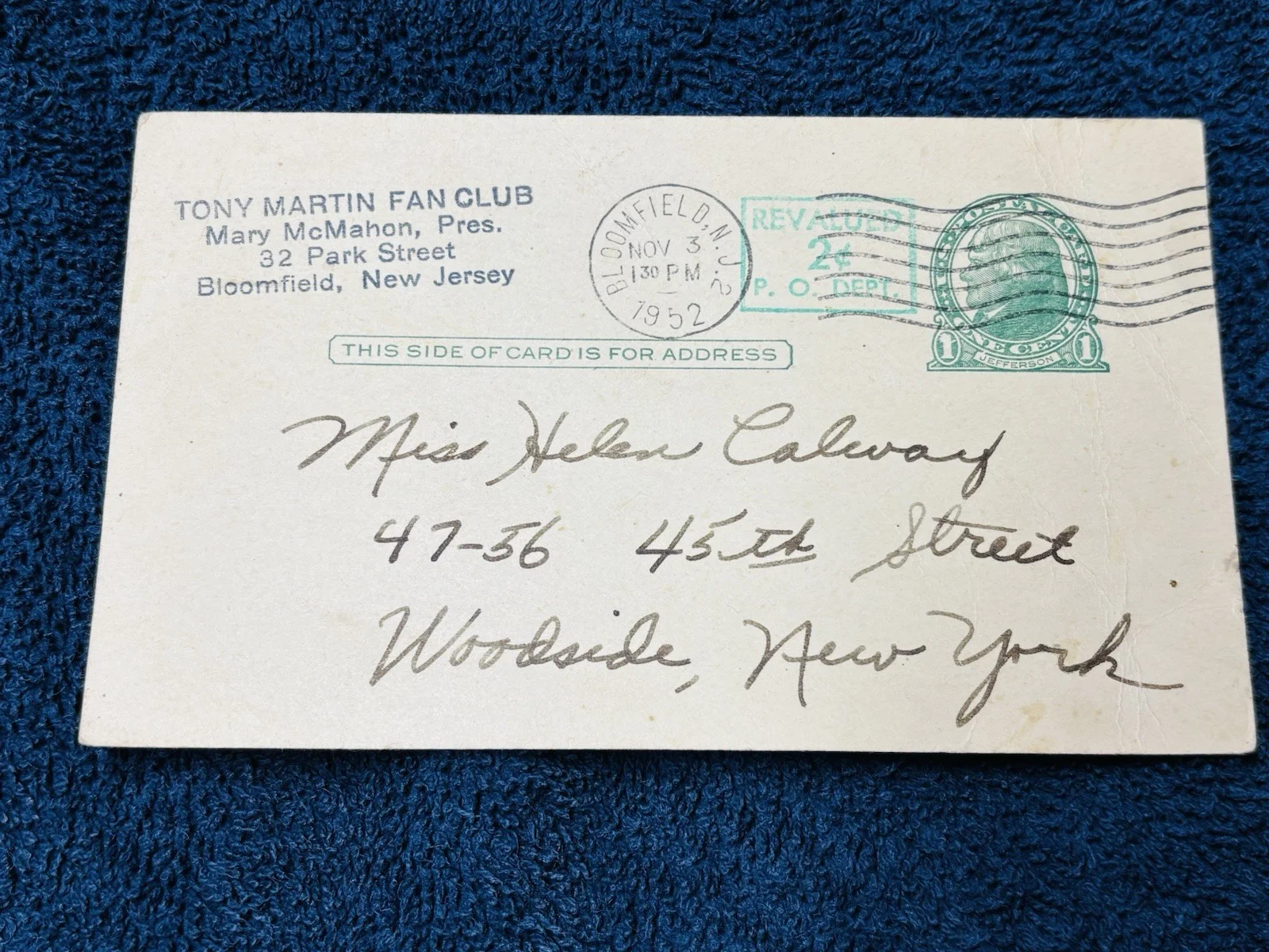 Tony Martin Signed Autograph Ephemera Lot w/ Photos, Fan Club Letter & Postcard, изображение 2