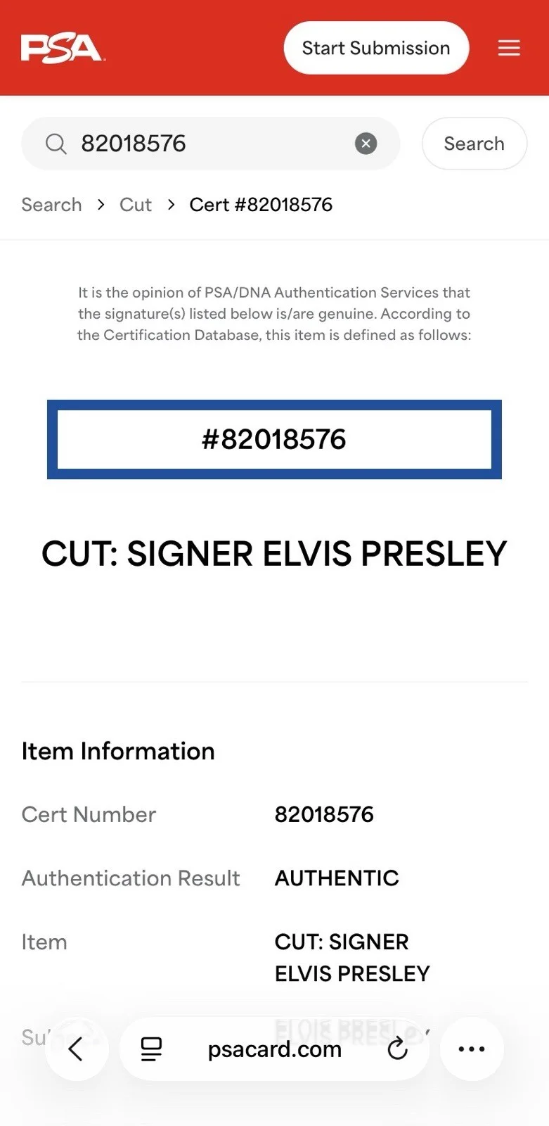 Elvis Presley — Original ELVIS PRESLEY Signed cut PSA/DNA slabbed Autograph AUTHENTIC The King, image 5