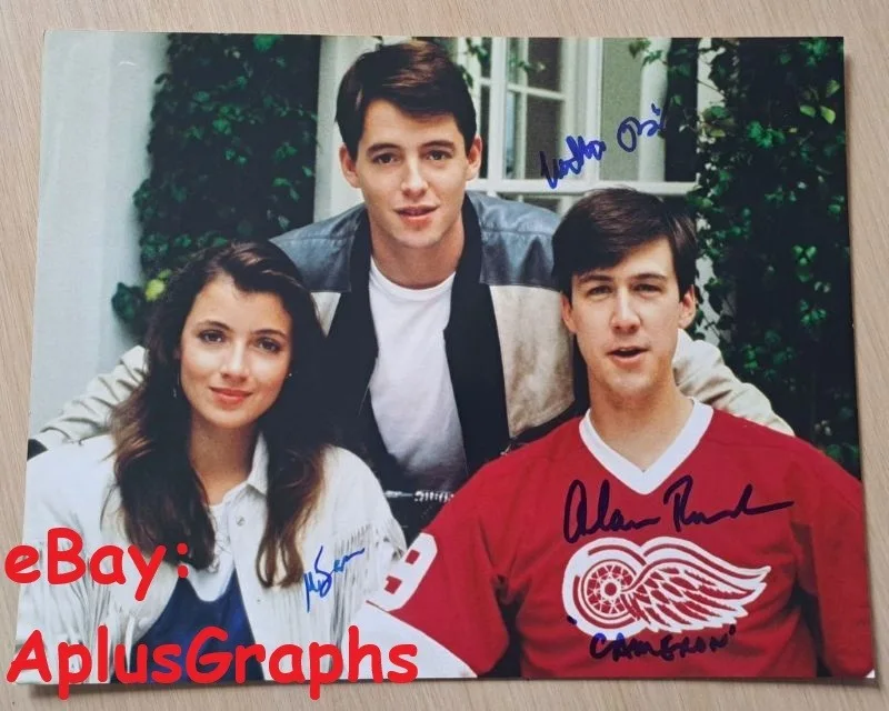 Alan Ruck, Mia Sara & Matthew Broderick — FERRIS BUELLER'S DAY OFF... Broderick, Sara, and Ruck (11x14) SIGNED
