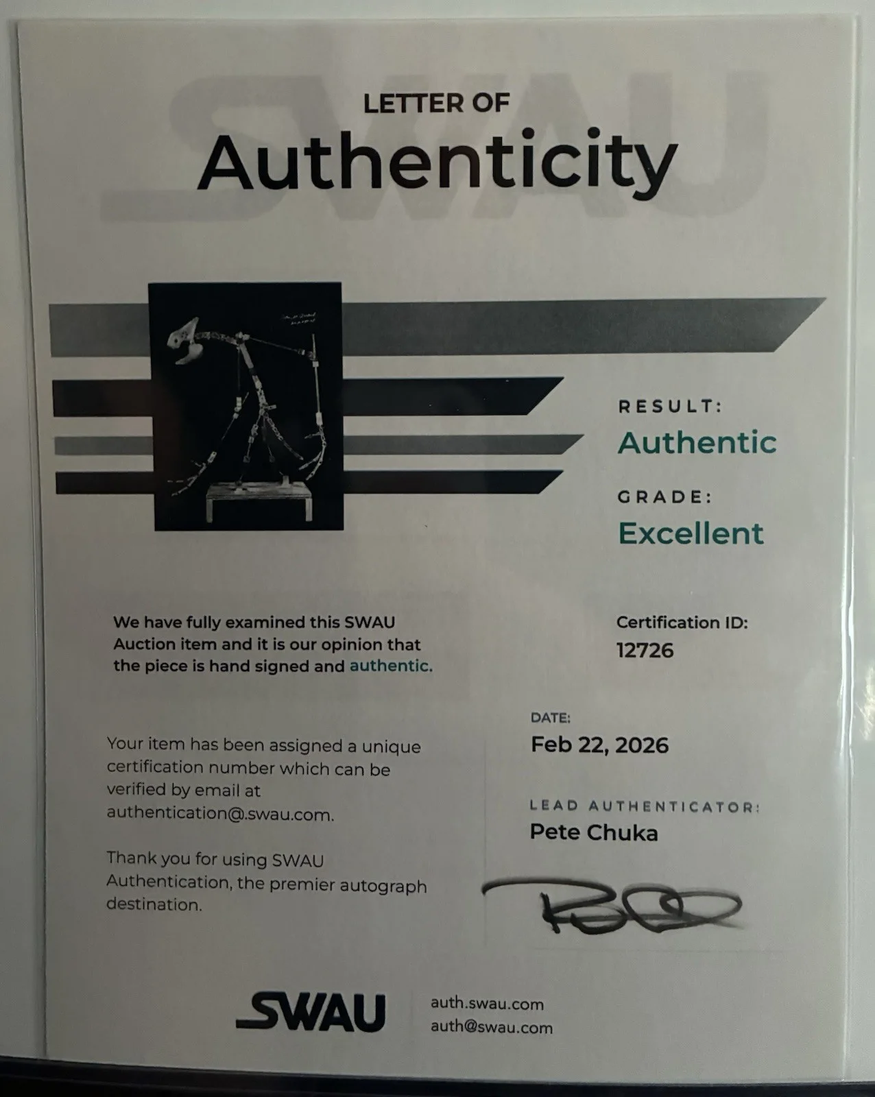 Tom St. Amand Armature Designer Of SWROTJ 11x14 Auto Photo. Rare 🔥🔥🔥🔥🔥🔥, изображение 2
