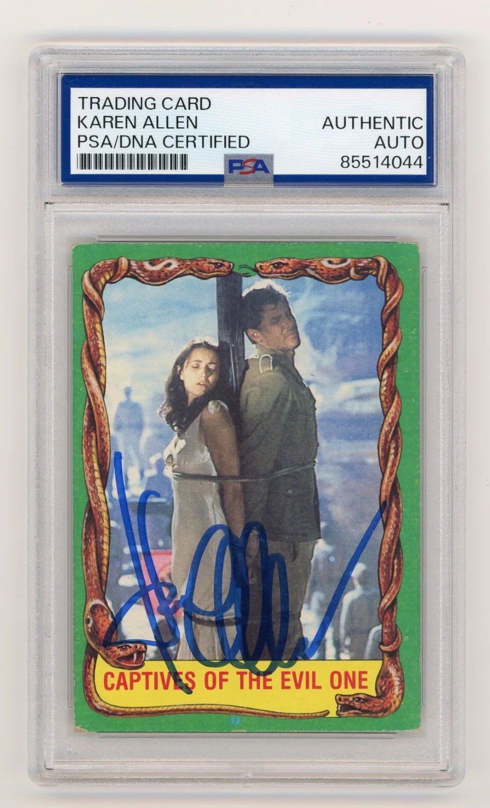 Karen Allen — Karen Allen Signed 1981 Topps Indiana Jones Raiders Trading Card PSA Slab AUTO