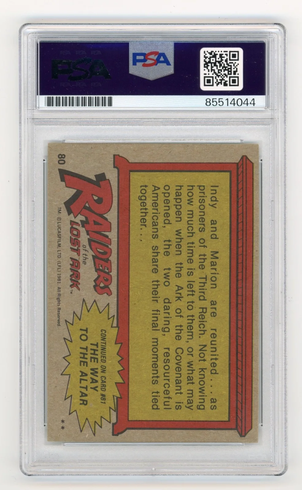 Karen Allen — Karen Allen Signed 1981 Topps Indiana Jones Raiders Trading Card PSA Slab AUTO, изображение 2