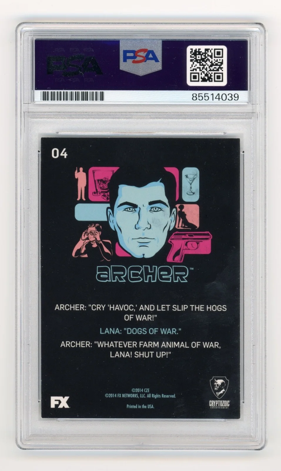 H Jon Benjamin — H Jon Benjamin Signed Archer Rampage Trading Card PSA Slabbed Slab AUTO, image 2