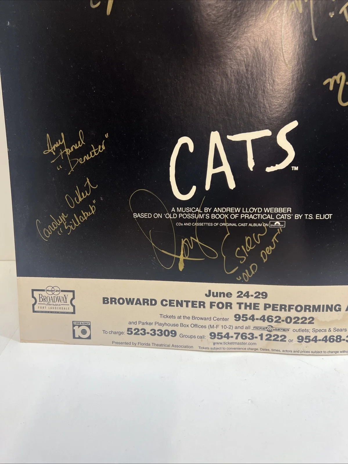CATS Broadway Musical Poster - 1990s, Autographed, Broward Center, Florida, image 4
