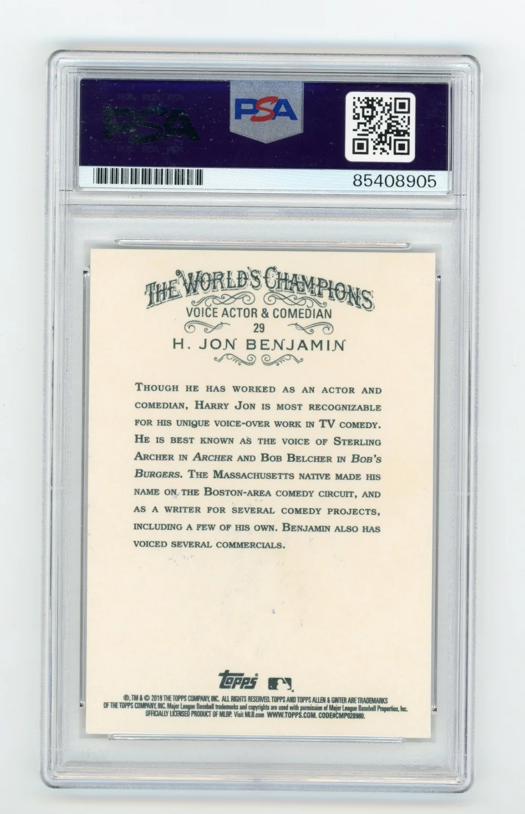 H Jon Benjamin — H Jon Benjamin Signed Allen & Ginter Trading Card 29 Bobs Burgers PSA Slab AUTO, изображение 2