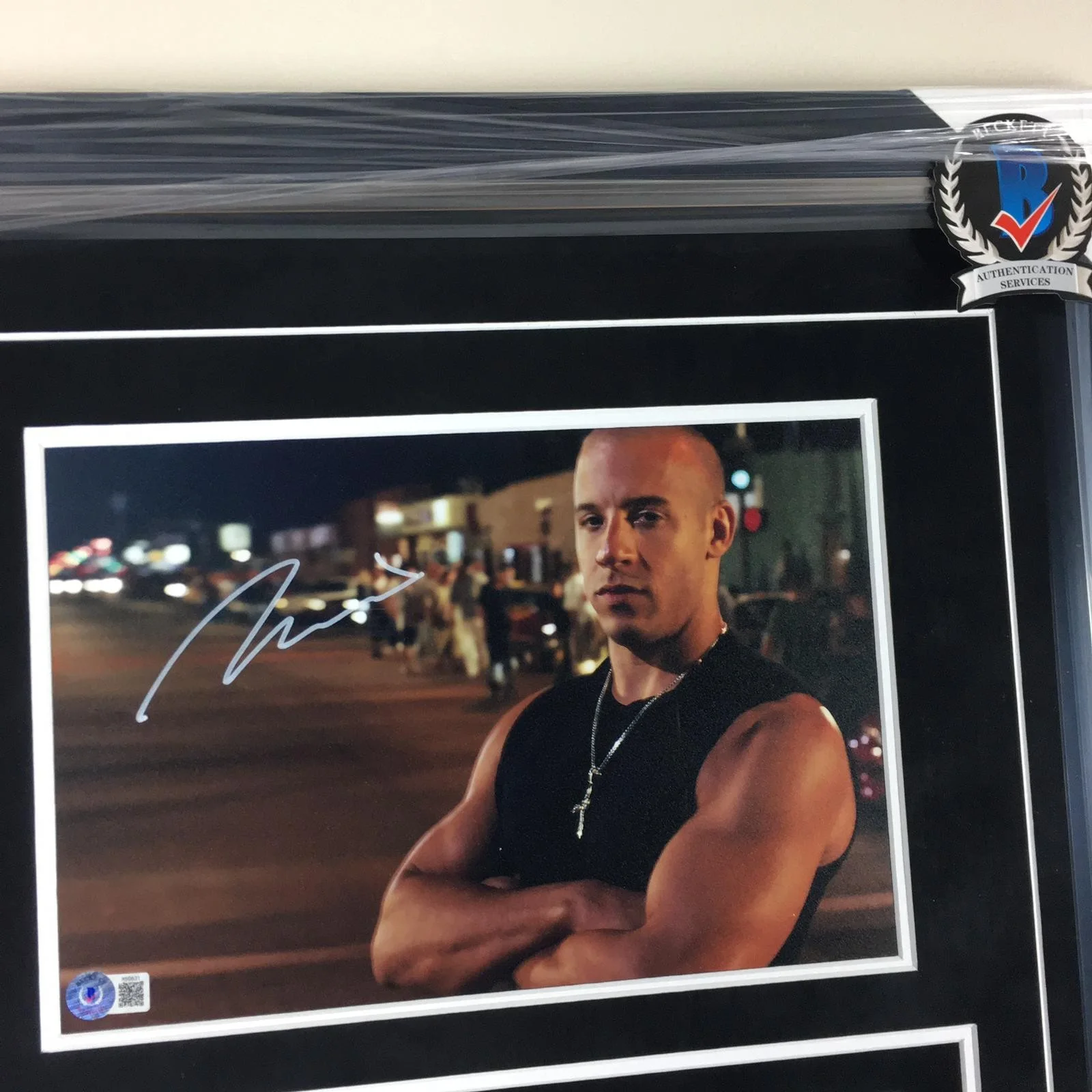 Vin Diesel Signed Fast & Furious Photo Auto w/ 2JRI424 Plate Display Beckett BAS, image 2