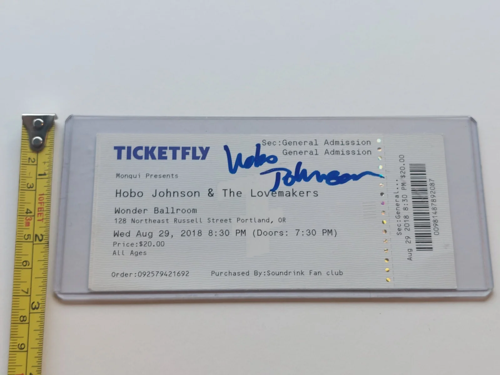 Hobo Johnson Signed concert ticket 2018 Wonder Ballroom Autographed Auto, изображение 3
