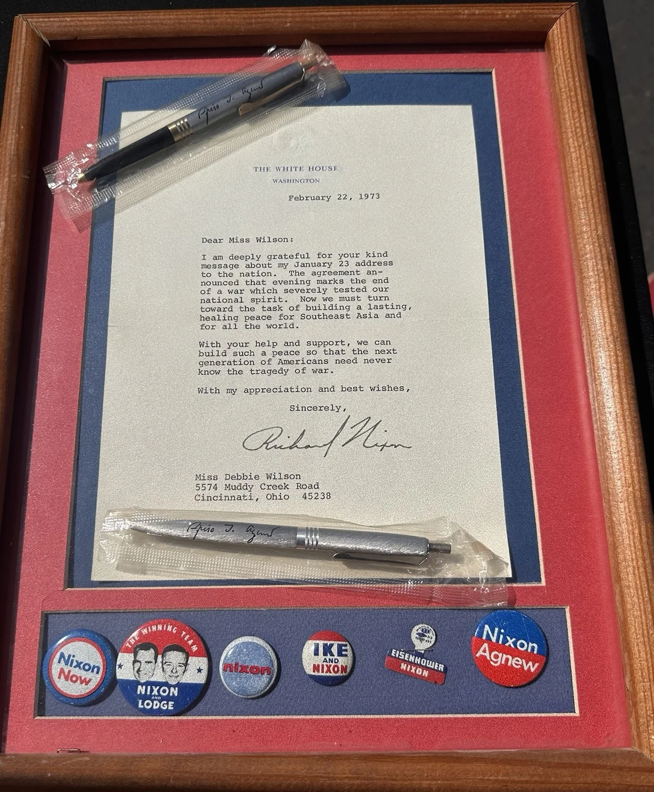 Pres Richard Nixon Signed 1973 Letter Re 1.23.73 Address To The National. Signed, изображение 5