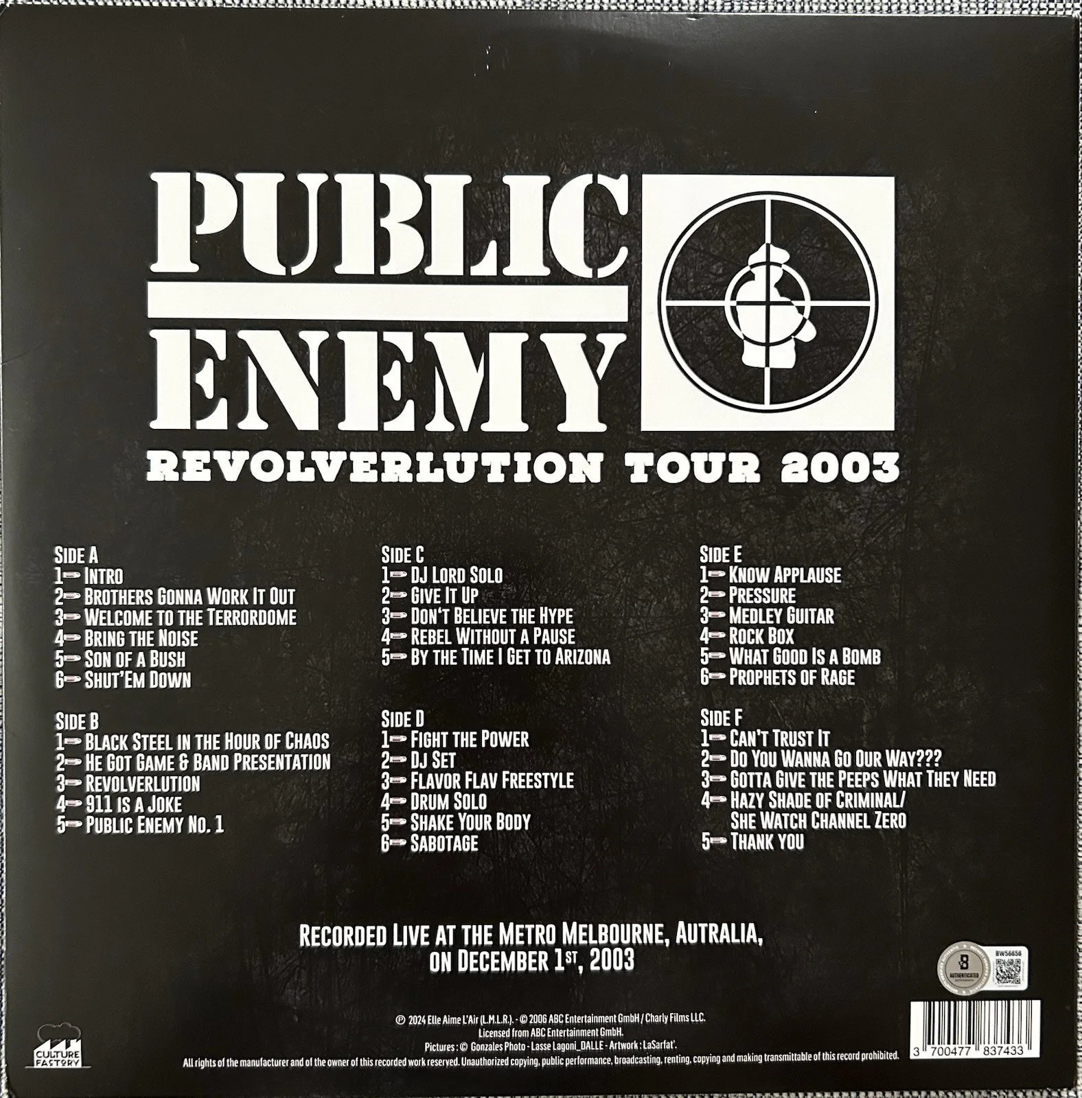 PUBLIC ENEMY CHUCK D AND FLAVOR FLAV SIGNED VINYL RECORD LP - BECKETT COA, изображение 4
