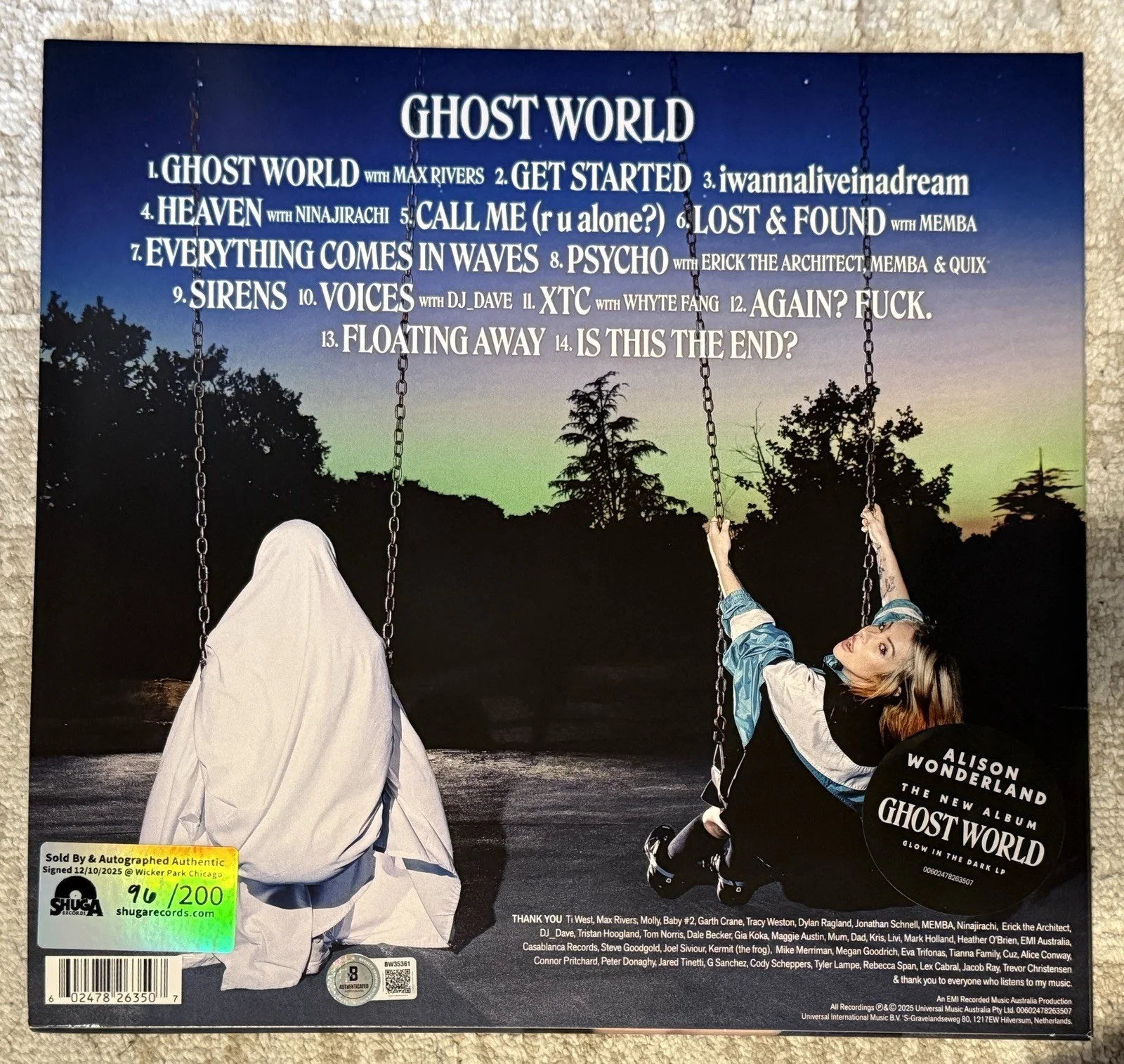 ALISON WONDERLAND SIGNED GHOST WORLD VINYL LP - BECKETT COA EDM, изображение 2